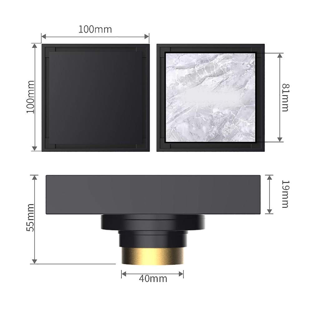 XHALERY 3.9 Inch Square Solid Brass Tile Insert Shower Floor Drain with Removable Grid Cover - Brushed Nickel Finish | Perfect for Bathroom Renovations & Modern Tile Installations