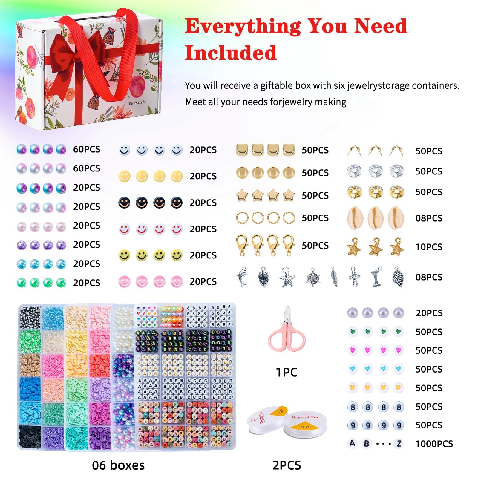 Friendship Bracelet Making Kit with 16,000pcs Clay, Seed & Glass Beads - DIY Jewelry Craft Set for Teens & Adults - Perfect for Gifts, Parties & Summer Camp Activities
