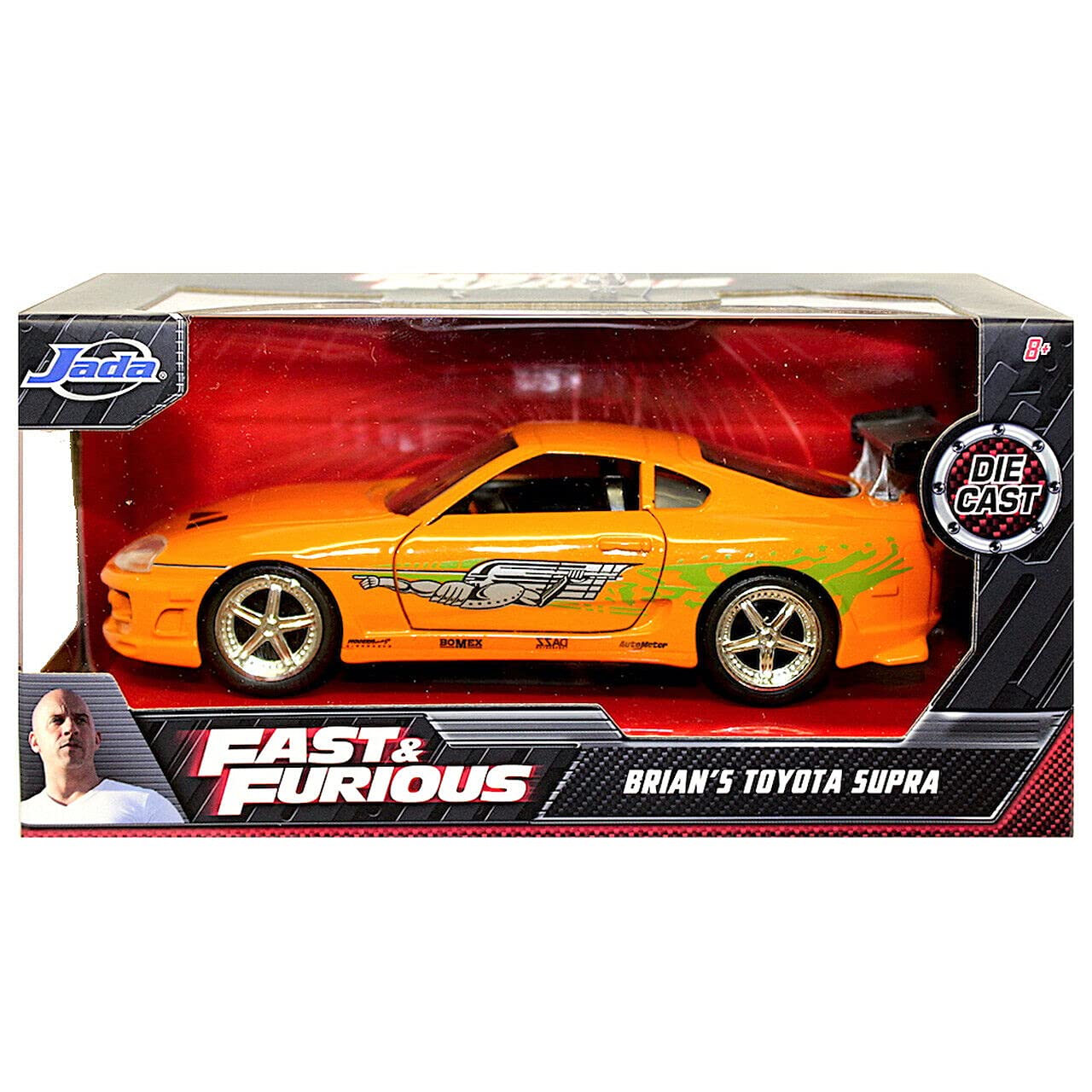 Jada Fast & Furious Brian's Toyota Supra Die-Cast Car 1:32 Scale Model - Orange Collectible Toy for Movie Fans & Car Enthusiasts - Perfect for Display, Gifts & Play Scenes