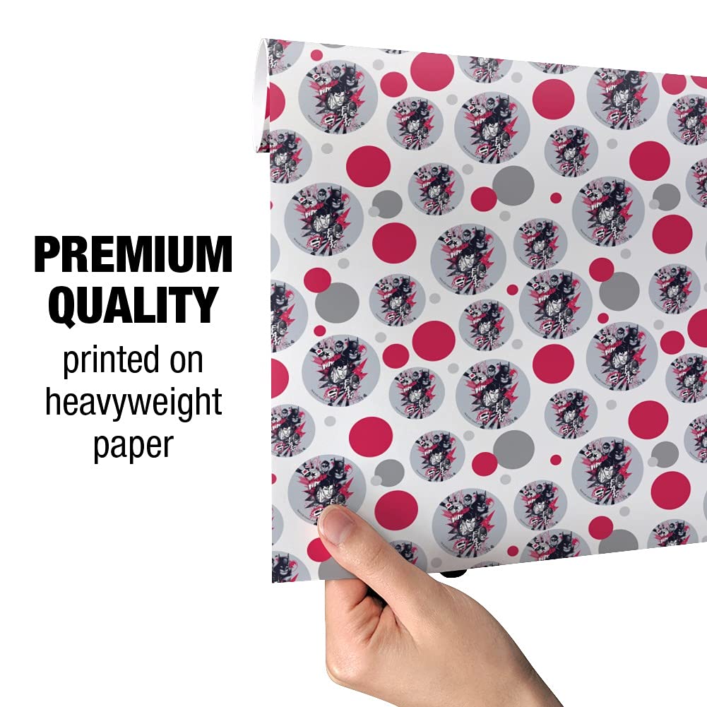 Justice League Character Heads Gift Wrap Wrapping Paper Roll - 50in x 10ft DC Superhero Wrapping Paper for Birthday, Christmas Gifts & Party Decorations