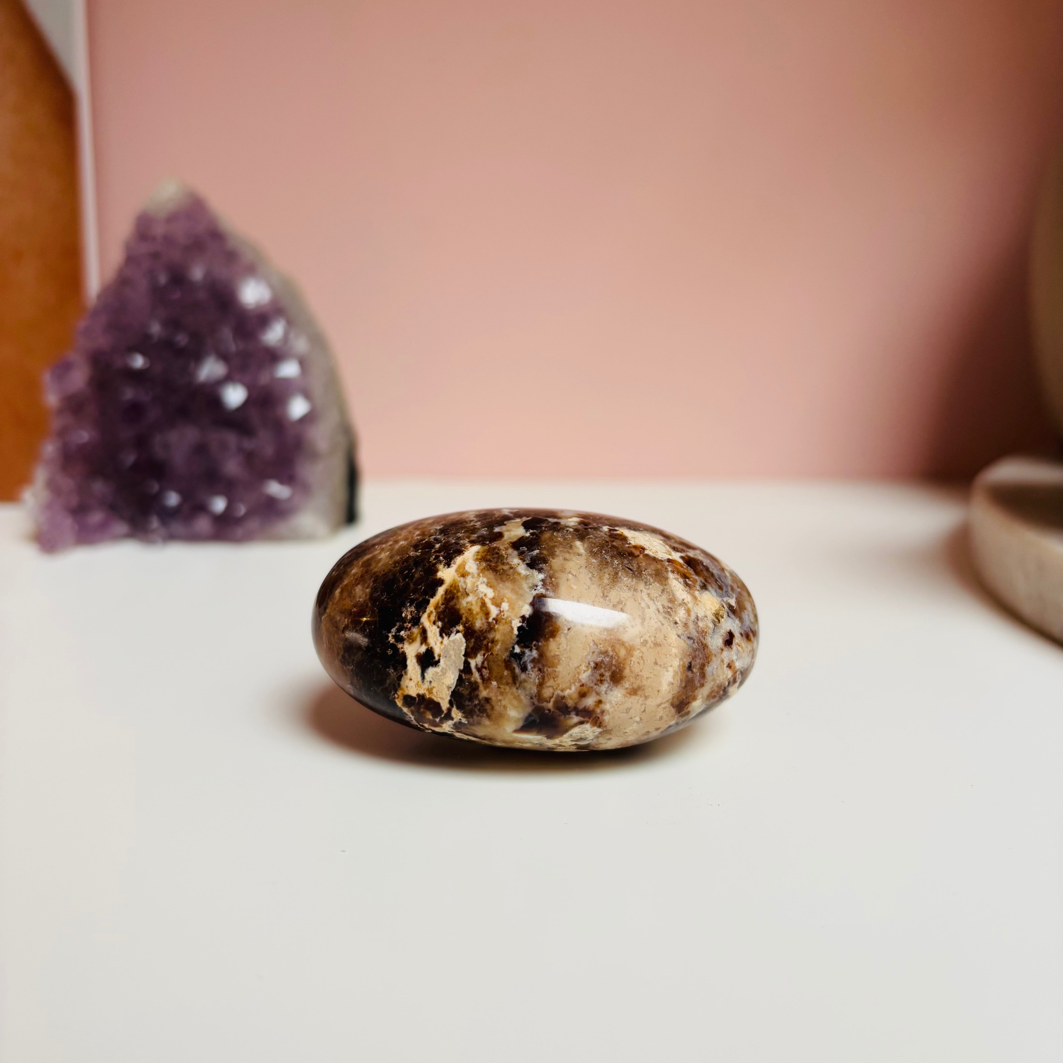 Black Opal Palm Stone - Natural Healing Crystal for Meditation, Stress Relief & Energy Balancing - Perfect for Reiki, Yoga & Spiritual Practices