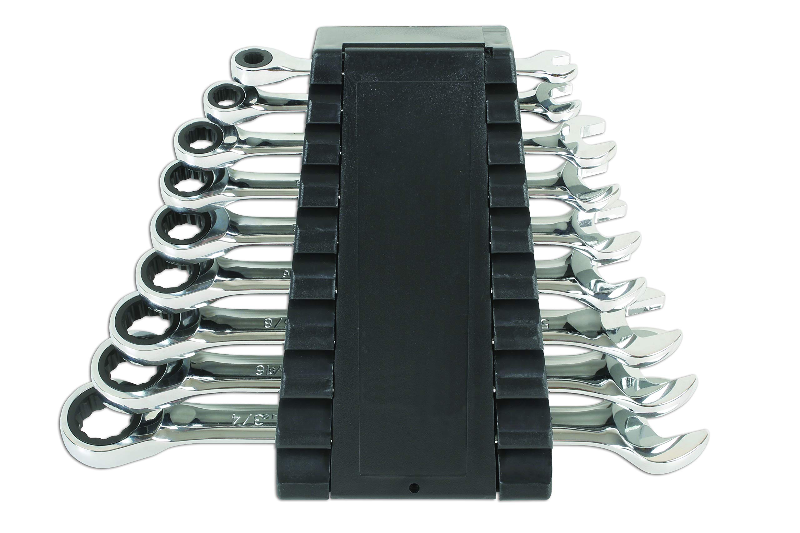 Laser 6699 AF Ratchet Ring Combination Spanner Set 9pc - Professional Mechanic Tool Kit for Automotive Repair & DIY Projects