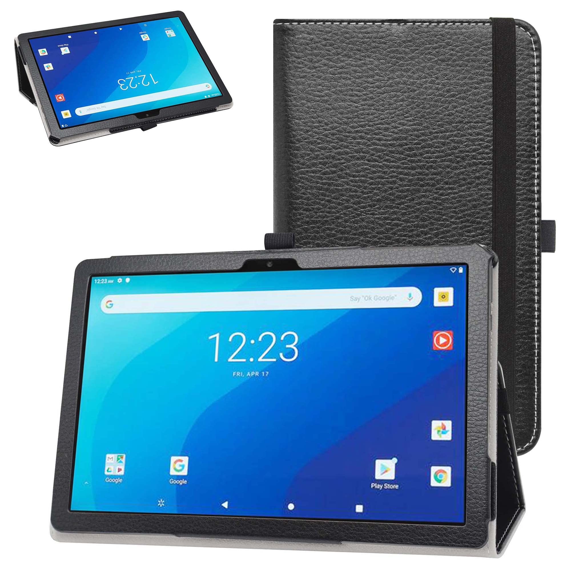 10.1 Inch Tablet Case for Onn (2022 Model) - PU Leather Folio Stand Cover with Auto Wake/Sleep - Perfect for Work, Travel & Home Use - Black
