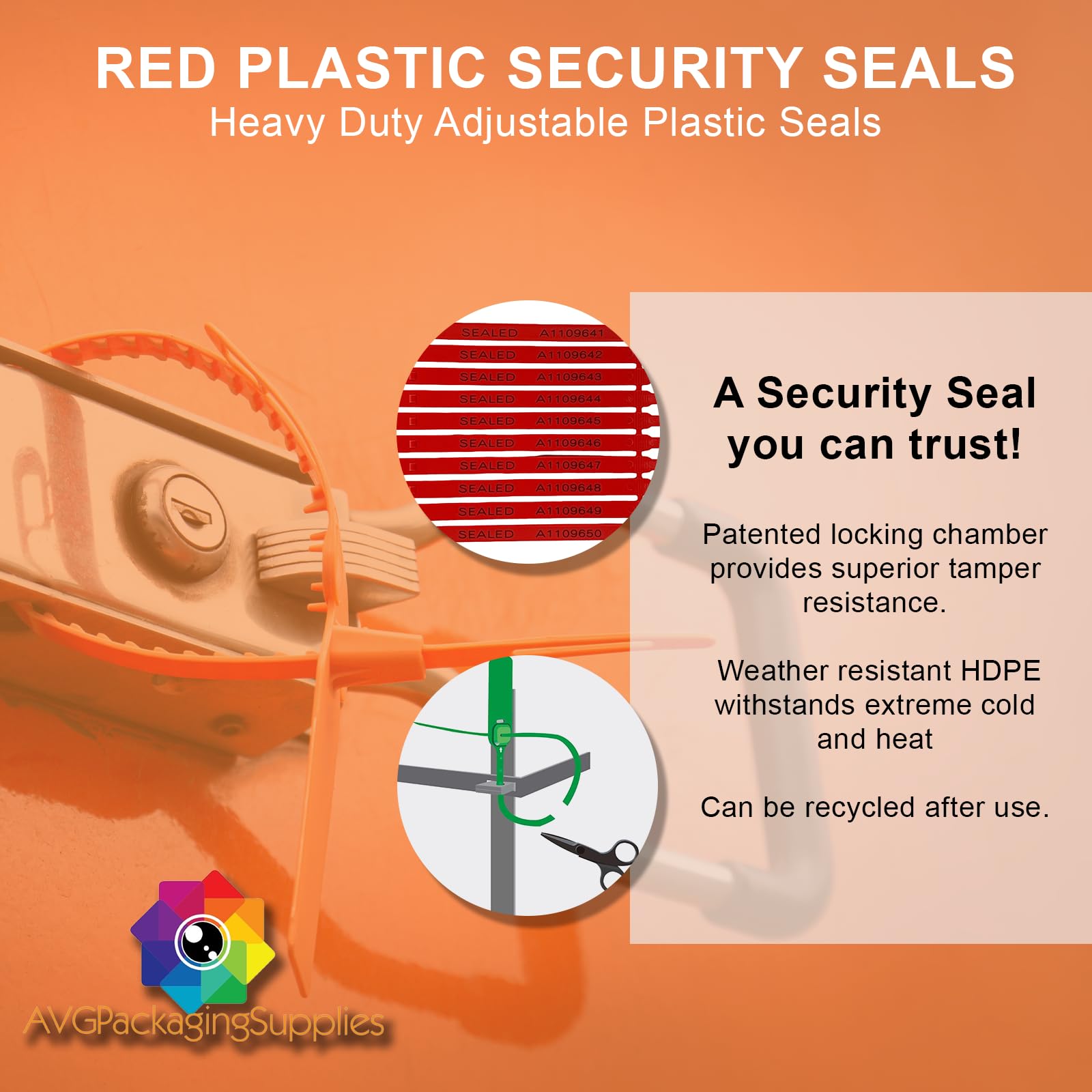 Red Plastic Security Seals 8 Inch - Self-Locking Tamper Proof Shipping Seals with Progressive Numbering for Trucks, Trailers, Cargo Containers & Luggage - 600 Count Pack (Ideal for Logistics, Warehouse Security & Transportation Protection)