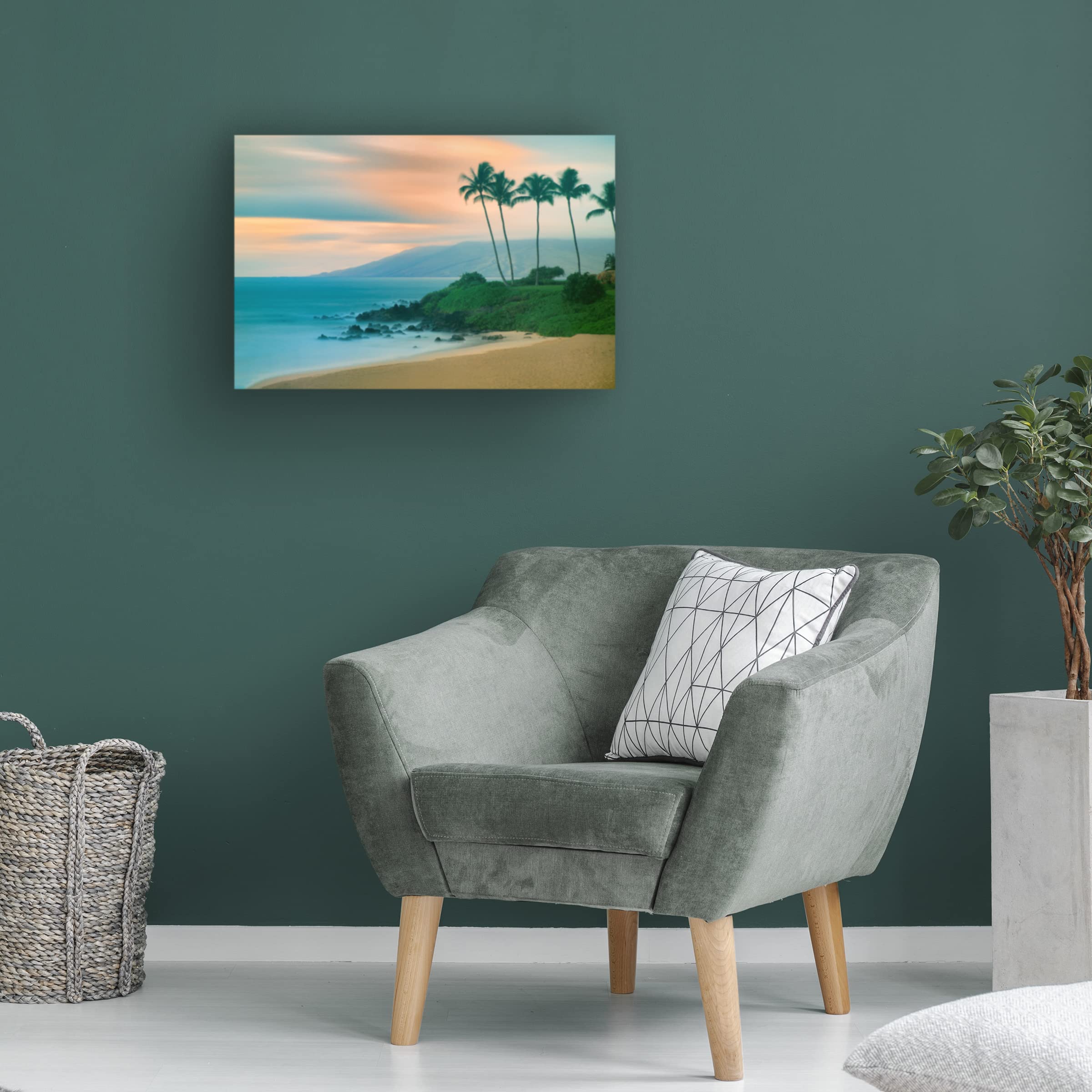 Dennis Frates 'Palms 16' Canvas Wall Art Print - Tropical Beach Landscape Painting for Living Room, Bedroom & Office Decor