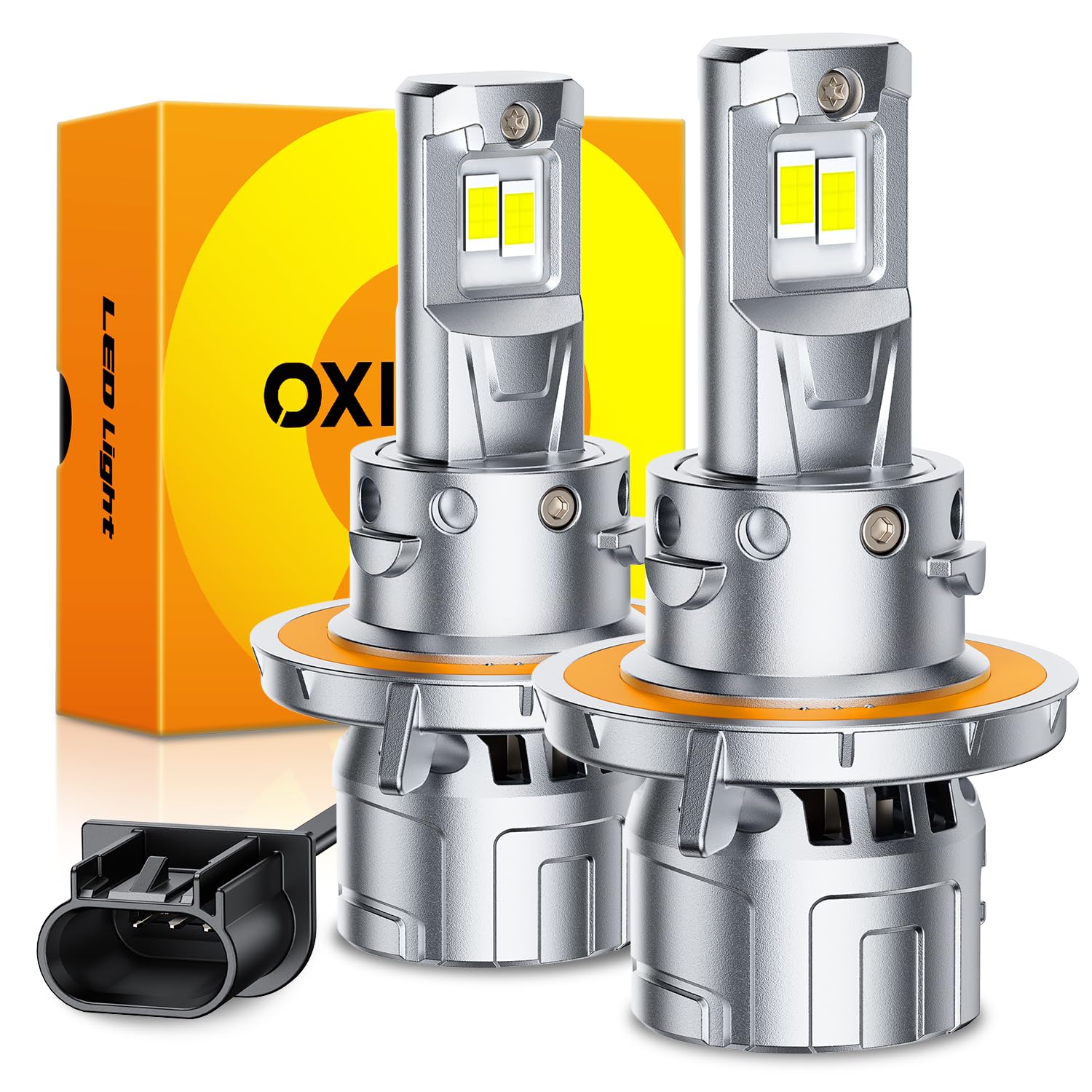 OXILAM Upgraded H13 9008 LED Light Bulbs - 1000% Ultra Bright 6500K White Fog Lights - Dual Beam with Cooling Fan - IP68 Waterproof Halogen Replacement Bulbs (Pack of 2) - Perfect for Off-Road Trucks, SUVs & Headlight Upgrades