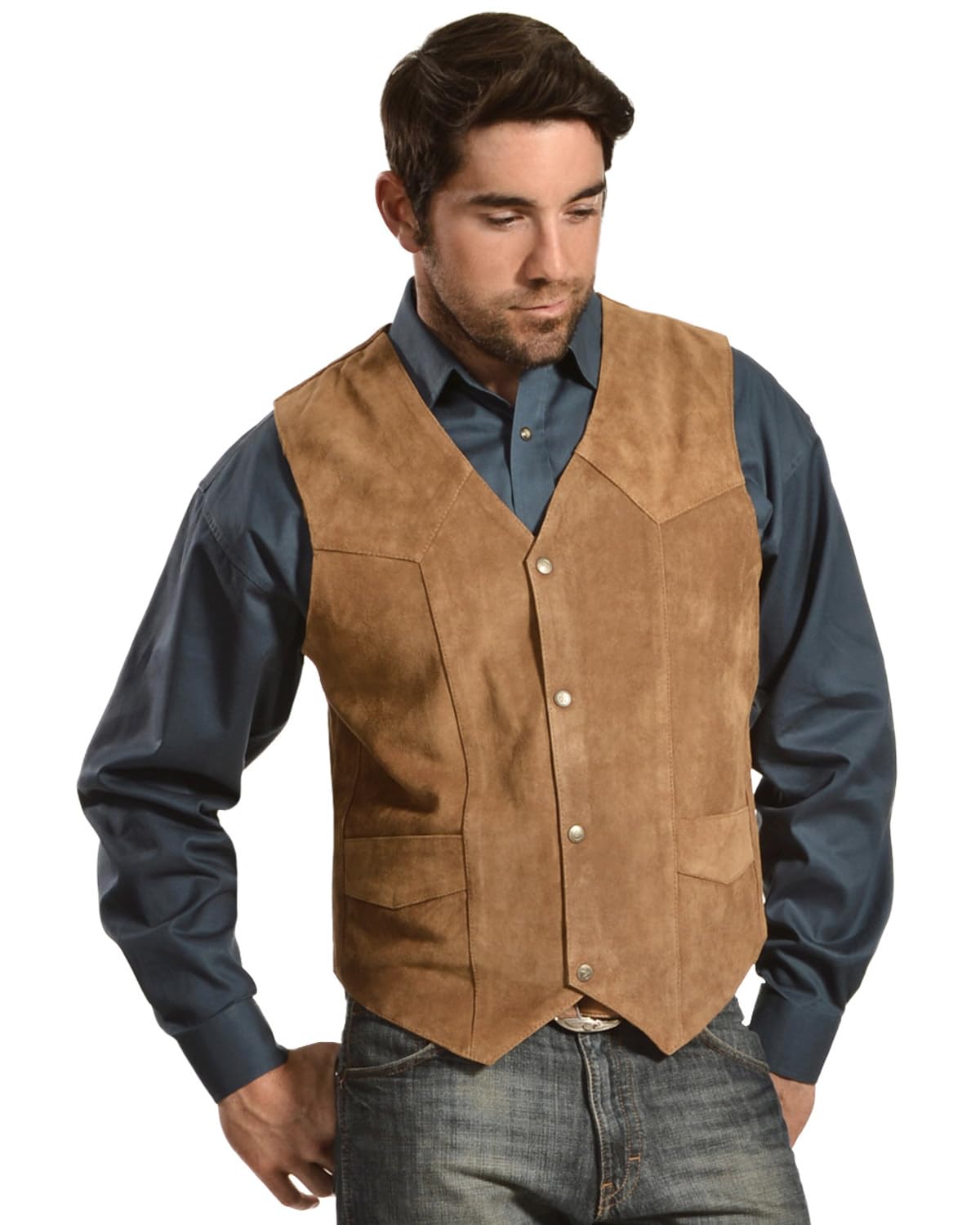 Liberty Wear Men's Brown Suede Western Vest - X-Large Size for Cowboy Style, Rodeo Events & Country Fashion Outfits