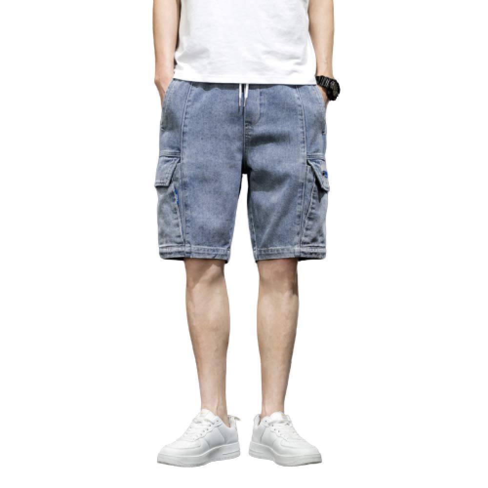 Men's Summer Thin Tooling Denim Shorts - Loose Fit Straight Leg Casual Pants for Big & Tall - Perfect for Beach, Gym, and Outdoor Activities