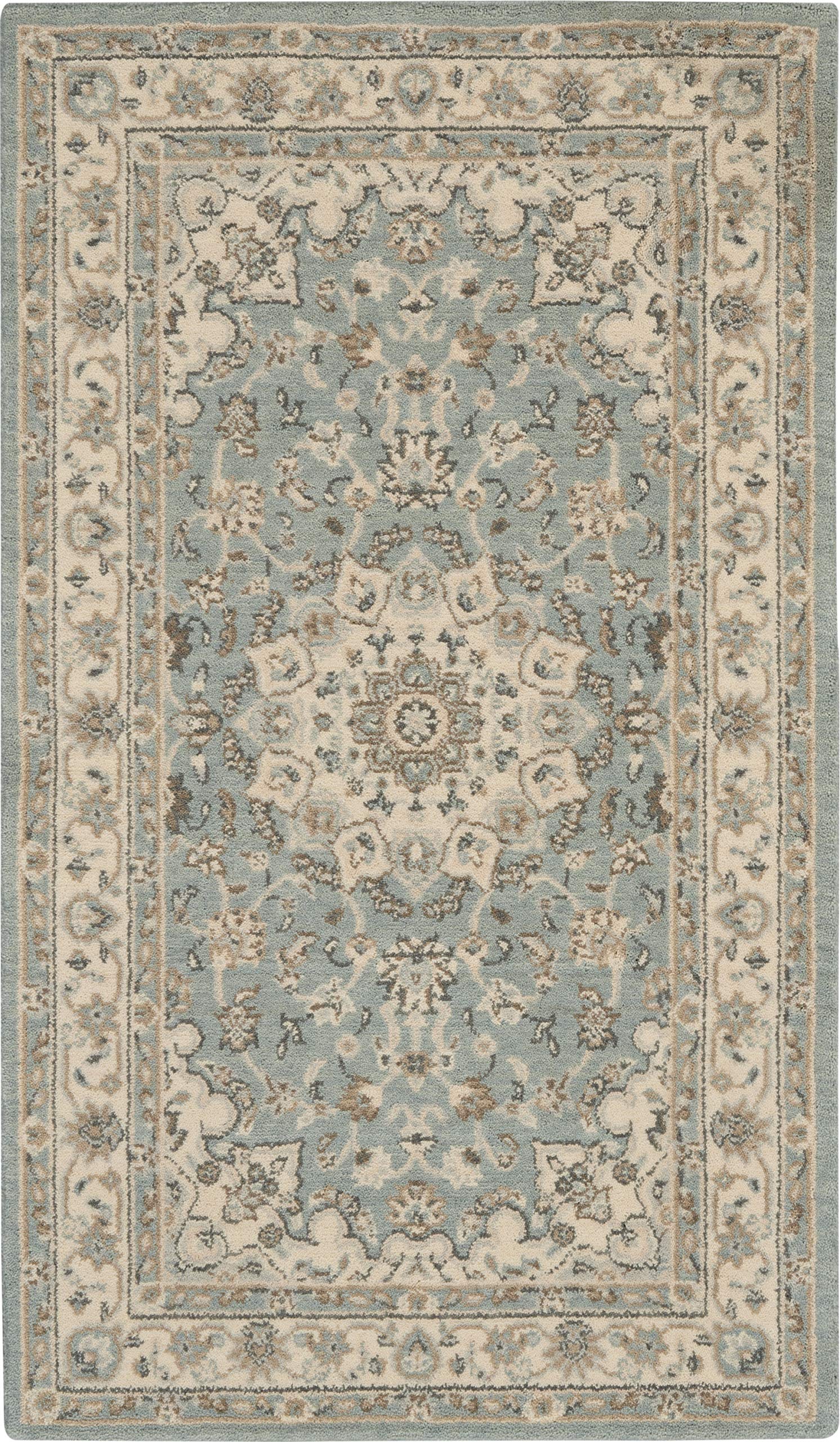 Nourison Living Treasures Floral Aqua/Ivory 2'6