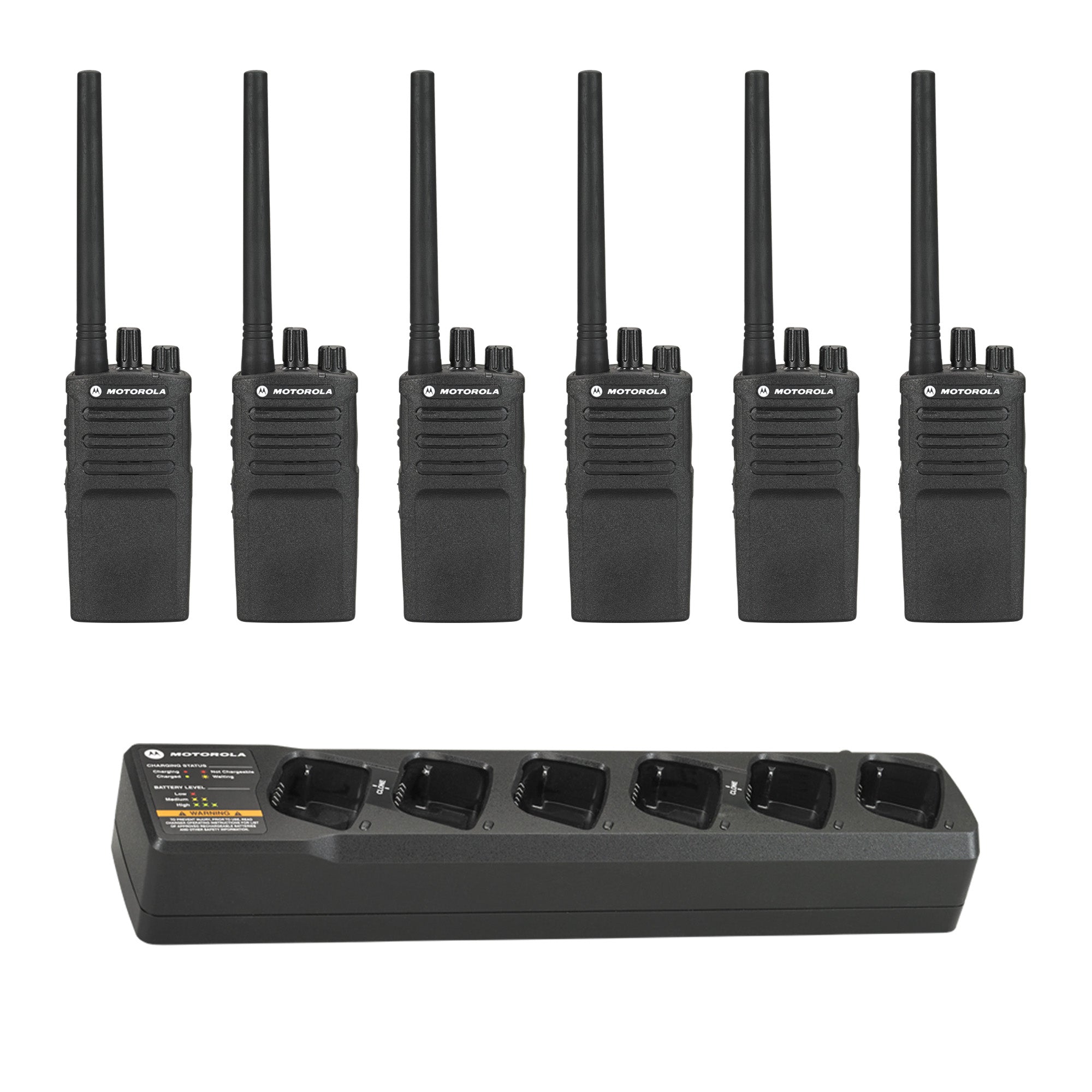 Motorola RMV2080 Two-Way Radio 6 Pack with Multi-Unit Charger - Ideal for Business, Security & Outdoor Adventures