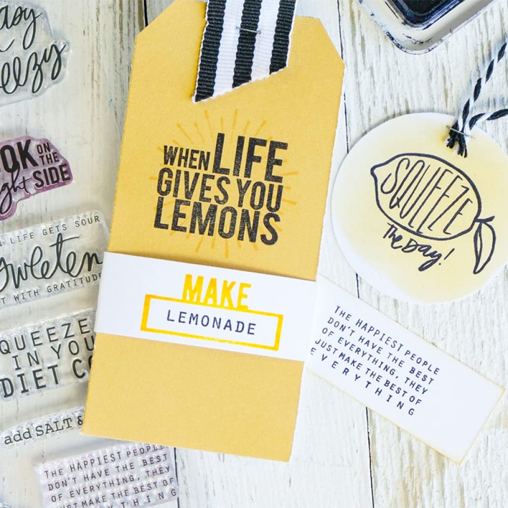 Bright Side Lemon Silicone Stamps for DIY Card Making, Scrapbooking & Paper Crafts - Perfect for Greeting Cards, Journals, and Album Decor - When Life Gives You Lemons Phrase Stamp Set