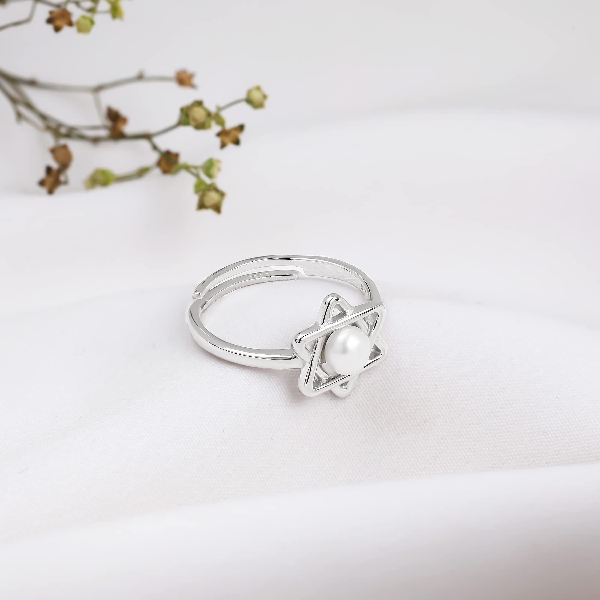 GIVA 925 Sterling Silver Hypoallergenic Freshwater Cultured Pearl Ring for Women - Elegant Starry Design, Perfect Anniversary & Birthday Gift for Her | Ideal for Weddings, Parties & Special Occasions