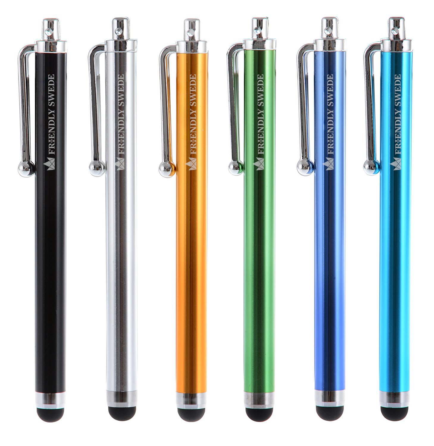 Friendly Swede Stylus Pen 6-Pack for iPad, iPhone, Android - Touchscreen Use & Gaming
