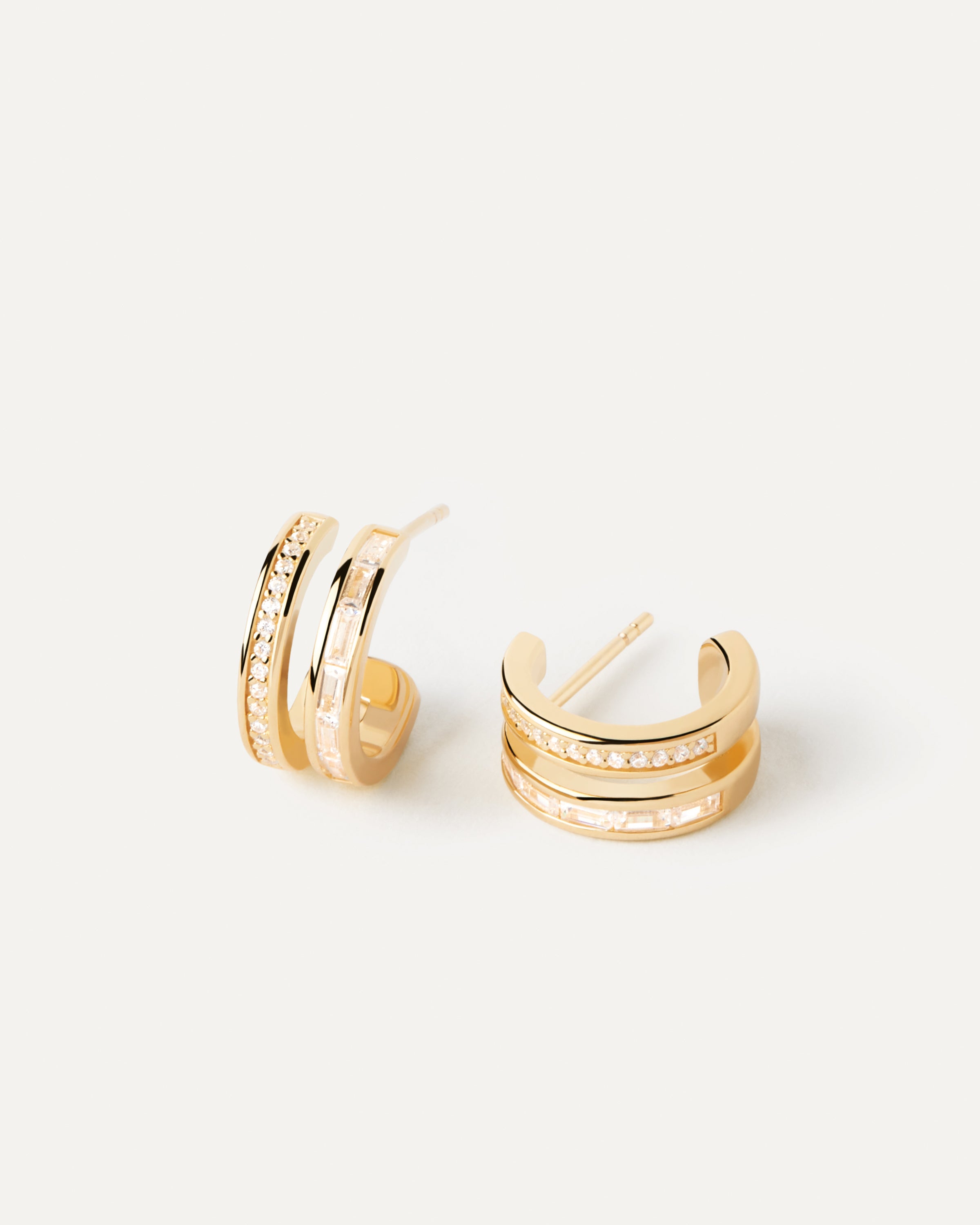 Bianca Double Band Hoop Earrings for Women - 14K Gold Plated Dainty Minimalist Hoops - Perfect for Everyday Wear, Office & Date Night
