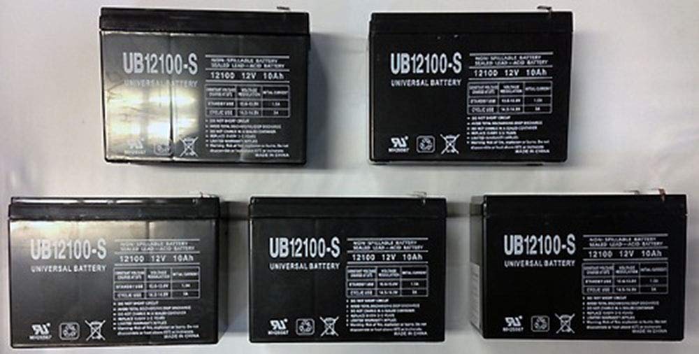 Universal Power Group 12V 10AH Sealed Lead Acid Batteries (UB12100S) - 5 Pack for Home Security Systems, Emergency Lighting & Solar Power Backup