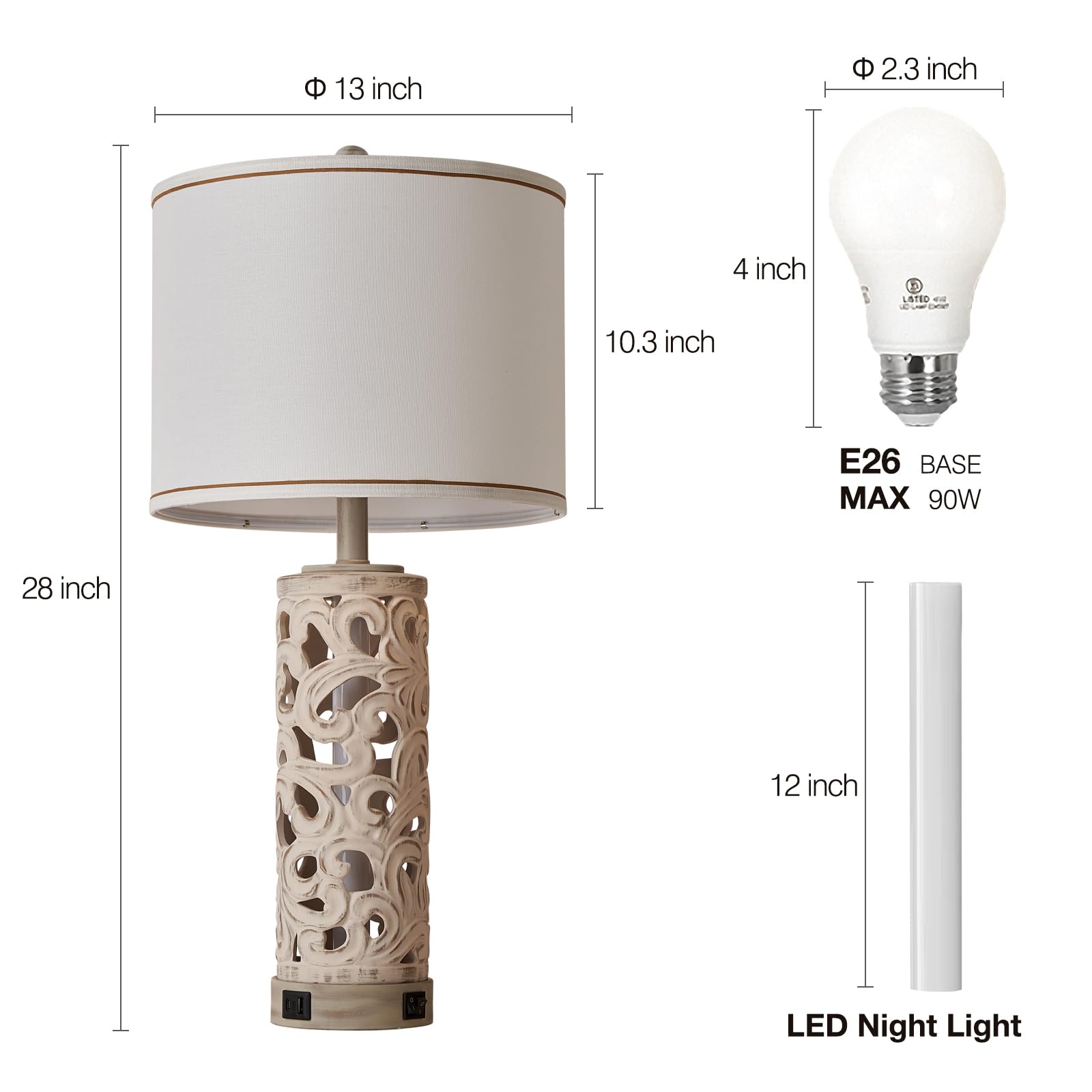 AIDENOEY Set of 2 Modern Farmhouse Table Lamps - 28
