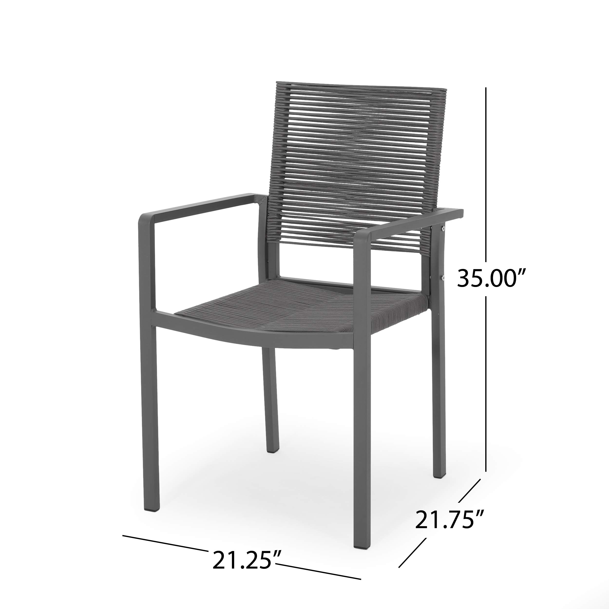 Modern 6-Seater Outdoor Aluminum Dining Set with Tempered Glass Table Top - Gray, Silver & Dark Gray | Weather-Resistant Patio Furniture for Backyard, Garden & Poolside Dining | GDFStudio