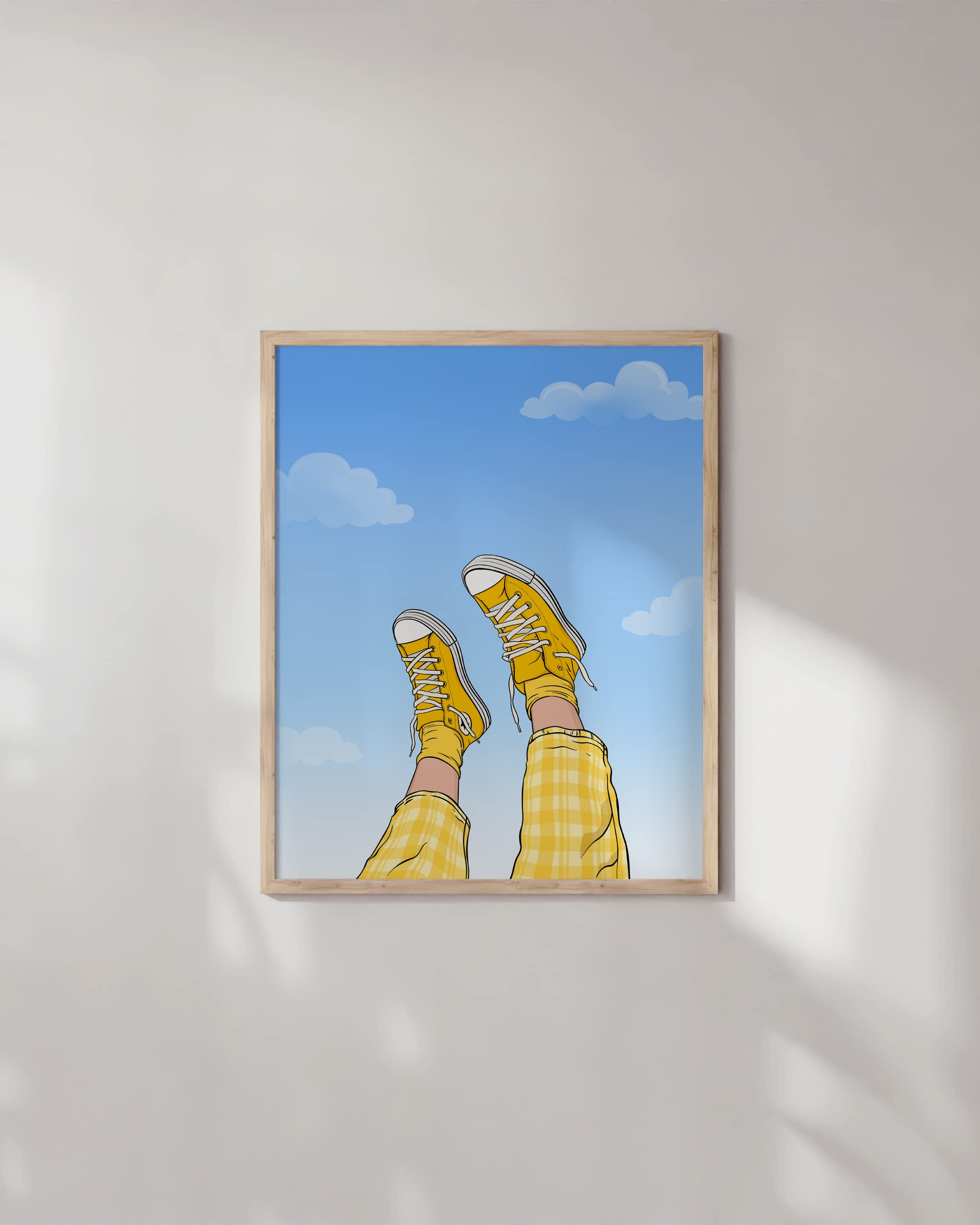 HAUS AND HUES Yellow Aesthetic Wall Art - 12x16 Inch Beige Framed Poster for Bedroom, Dorm Room Decor, VSCO Style Home Decor | Perfect for Teen Girls Room, College Apartment & Boho Chic Living Room
