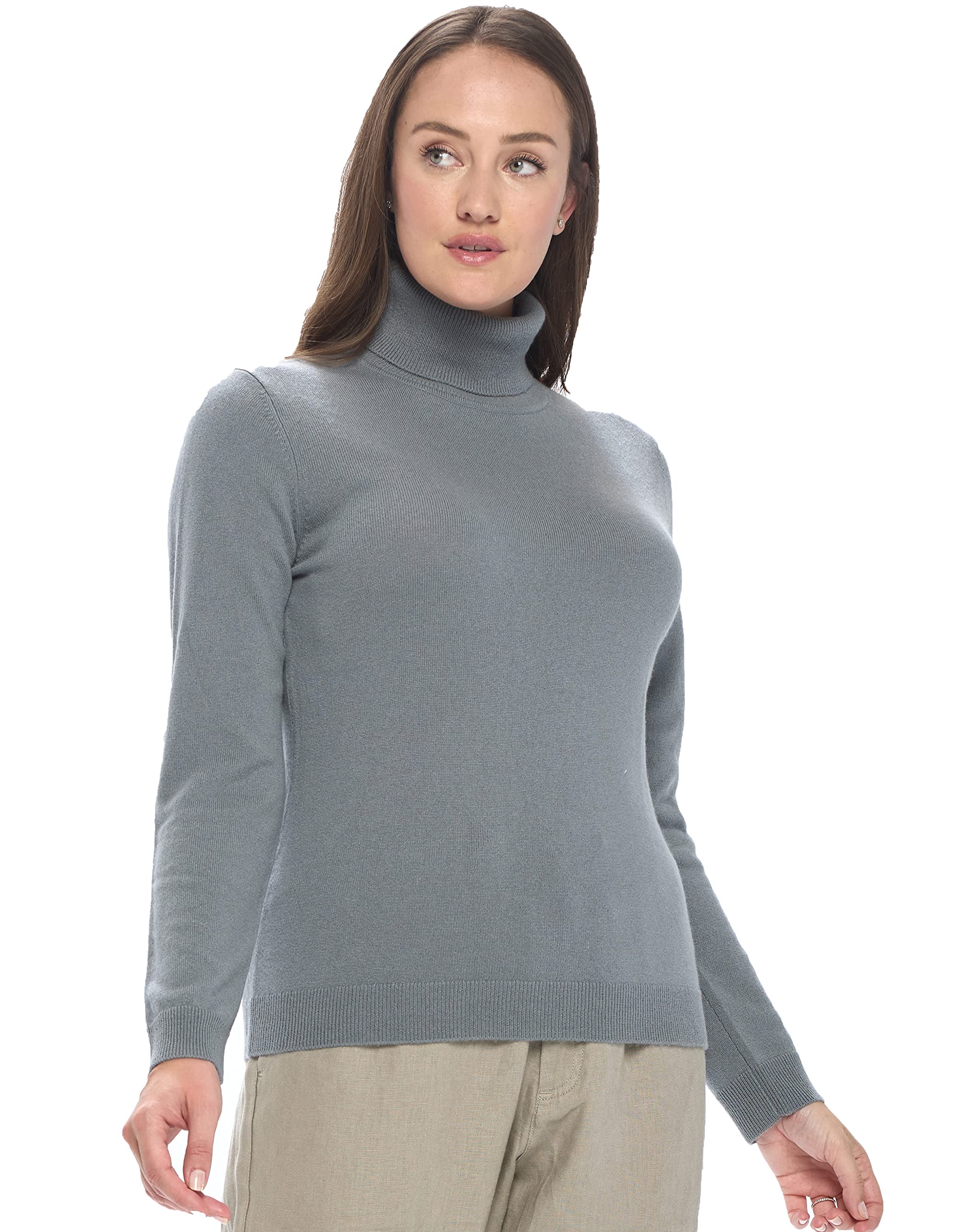 Mariyaab Women's 100% Cashmere Soft Long Sleeve Turtleneck Sweater - Warm Winter Pullover for Office, Travel & Casual Outfits