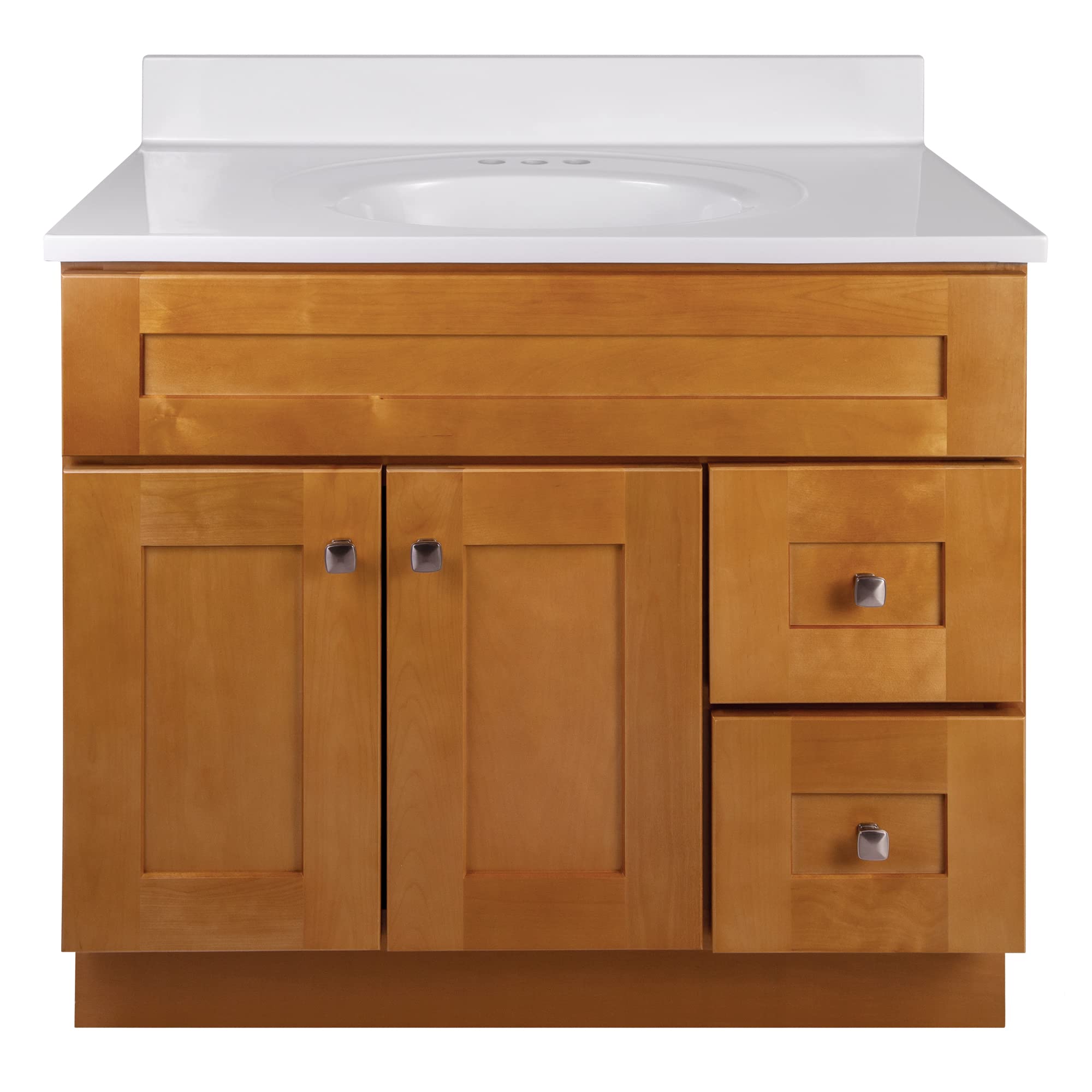 37 Inch Modern Bathroom Vanity Set with Countertop - Ready-to-Assemble Birch Wood Design for Small Bathrooms | Perfect for Home Renovation & Apartment Upgrades