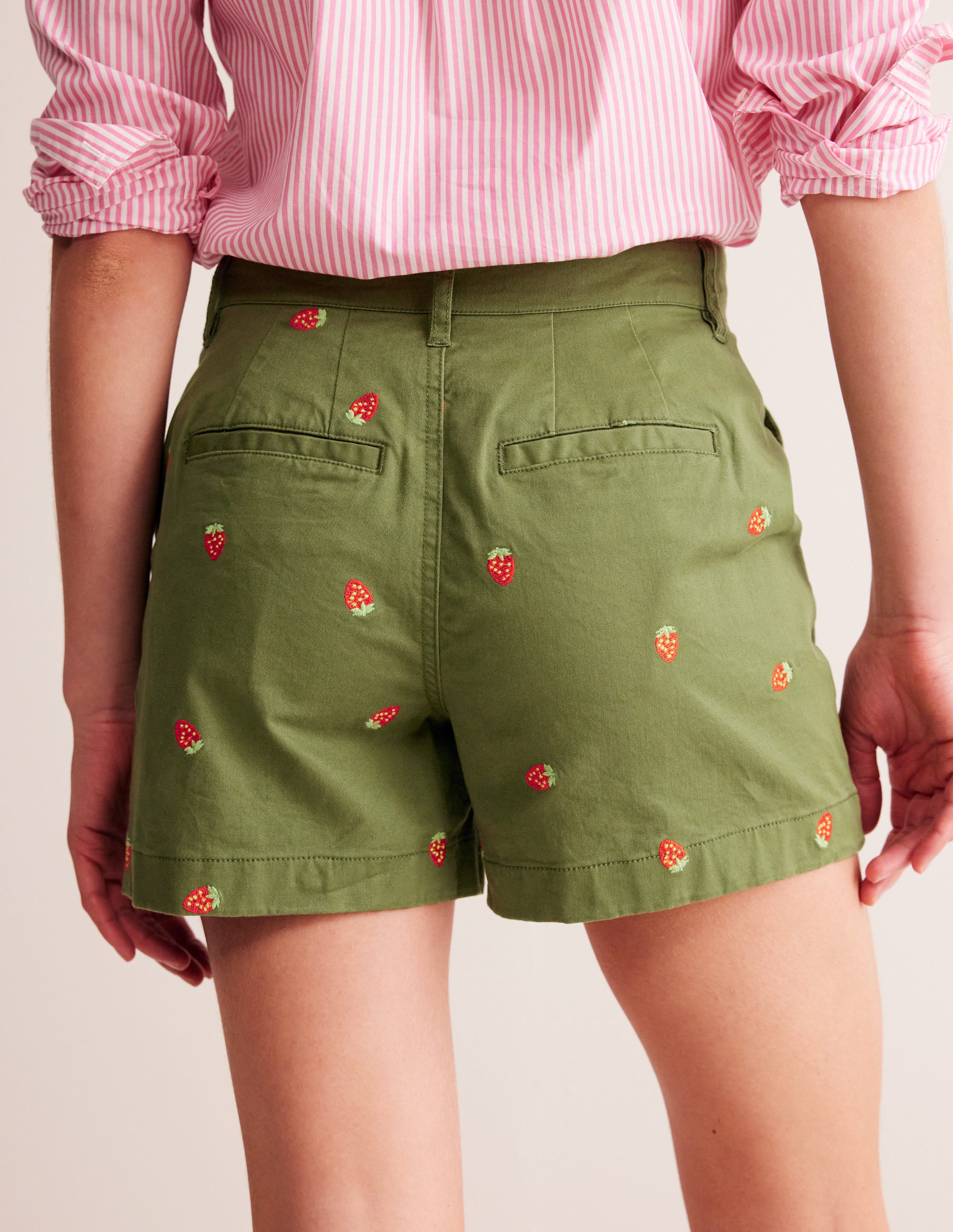 Barnsbury Chino Shorts Mayfly - Stylish Strawberry Embroidered Casual Shorts for Men | Perfect for Summer Outings, Beach Vacations & Weekend Wear