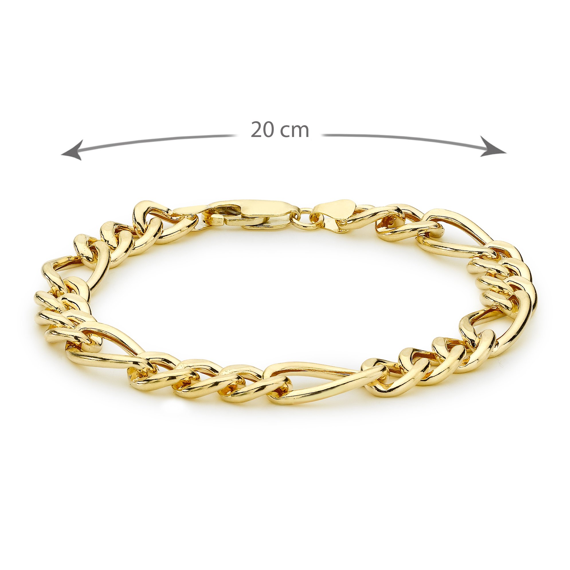 Carissima Gold 9ct Yellow Gold Hollow 8mm Figaro Chain Bracelet for Women | Elegant Jewelry Gift for Her | Perfect for Parties, Weddings & Special Occasions