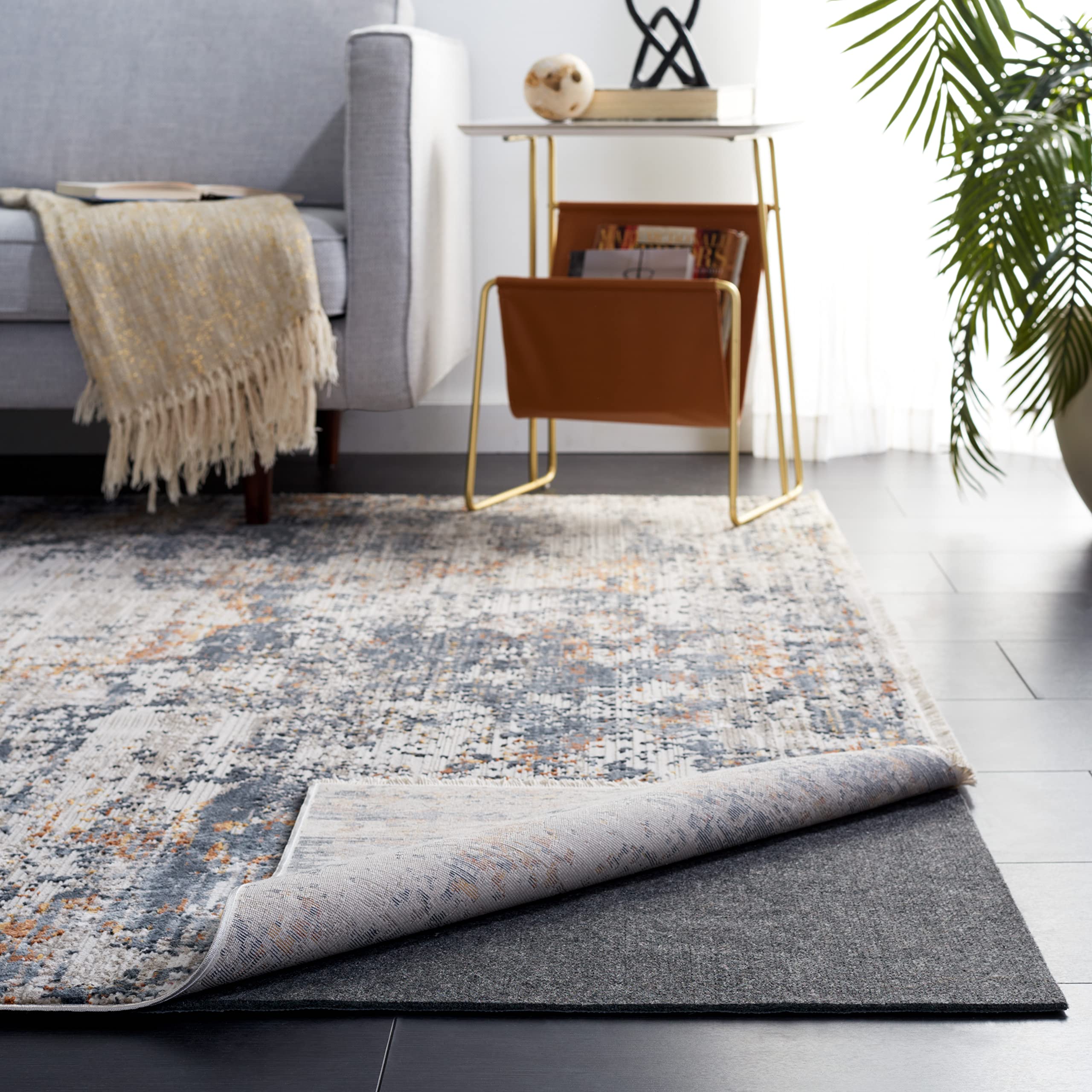 SAFAVIEH Extra Thick Cushioned Non-Slip Rug Pad - 5' x 7' Rubber Backing Anti-Skid Carpet Underlay for Hardwood, Tile & Laminate Floors | Perfect for Living Room, Bedroom & High Traffic Areas