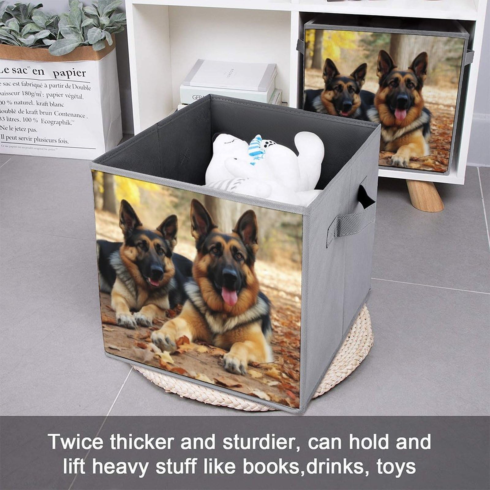 6-Pack Collapsible Storage Bins for German Shepherd Dog Lovers - Large Closet Organizer with Handles, Foldable Storage Baskets for Home Organization (Perfect for Pet Supplies, Clothing, Toys & Household Items)