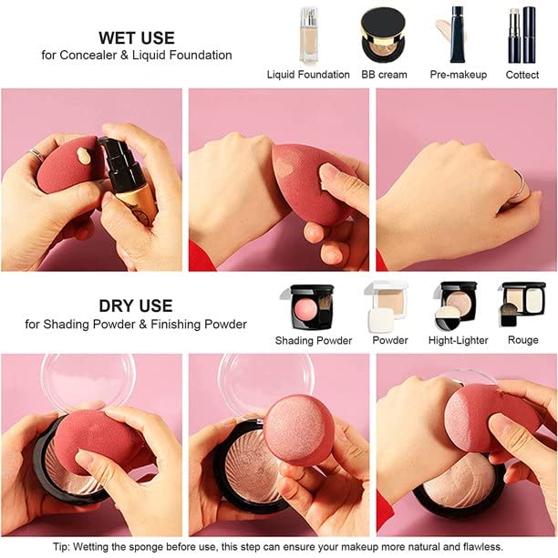 Beauty Blender Sponge Set with Storage Box - 4 Pack Multicolor Makeup Sponges for Flawless Foundation Application | Perfect for Travel & Professional Makeup Kits