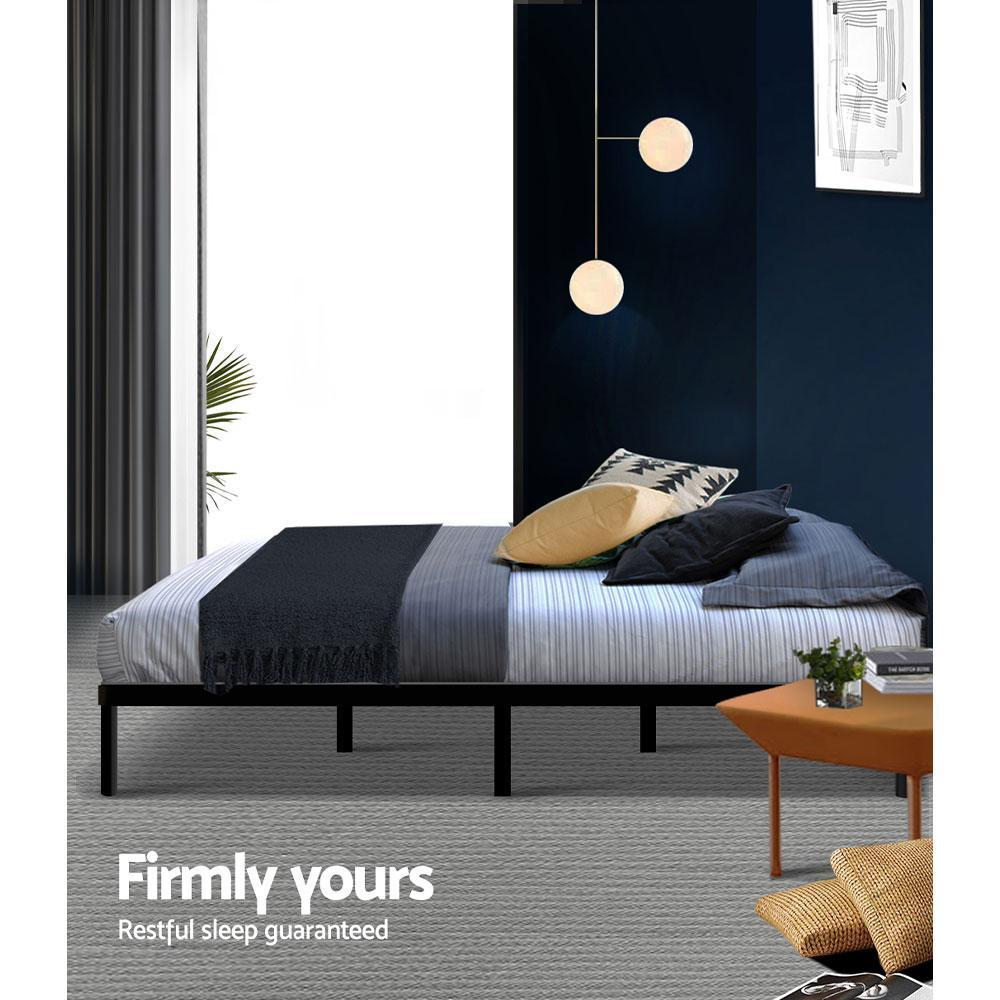 Premium Double Package Ted Metal Bed Frame with Black & Gray Bonnell Spring Mattress - Medium Firm Support for Ultimate Comfort | Ideal for Master Bedrooms, Guest Rooms & Dormitories