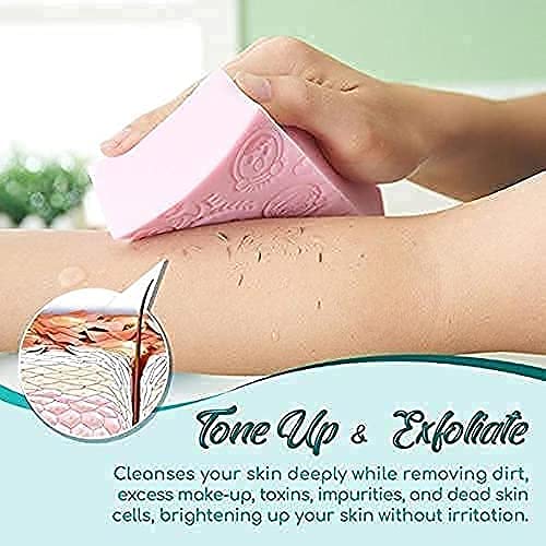 BOTIST Ultra Soft Exfoliating Sponge - Japanese Style Bath & Shower Scrubber for Dead Skin Removal | Body & Face Massager for Cellulite Reduction | Men & Women Spa Essential | Perfect for Home Relaxation & Skincare Routine