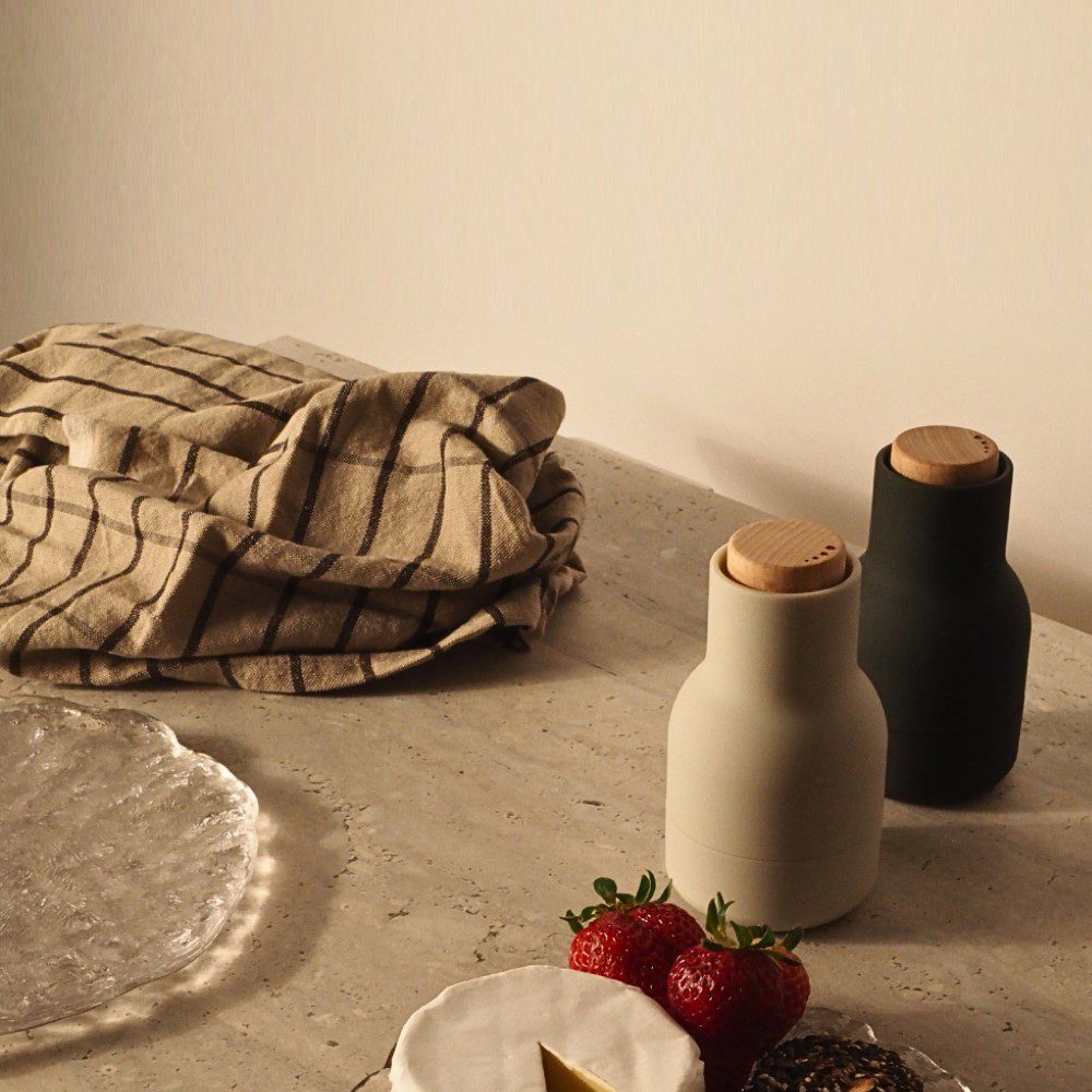 FERM LIVING Hale Kitchen Tea Towel - Sand & Black - Absorbent Cotton Dish Towel for Drying Dishes, Cleaning Countertops & Kitchen Decor