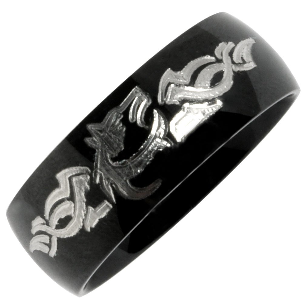 Personalized Laser Engraved Tungsten Ring for Men - Wolf Design TCR238 - Durable Wedding Band, Anniversary Gift & Everyday Fashion Jewelry for Outdoor Enthusiasts