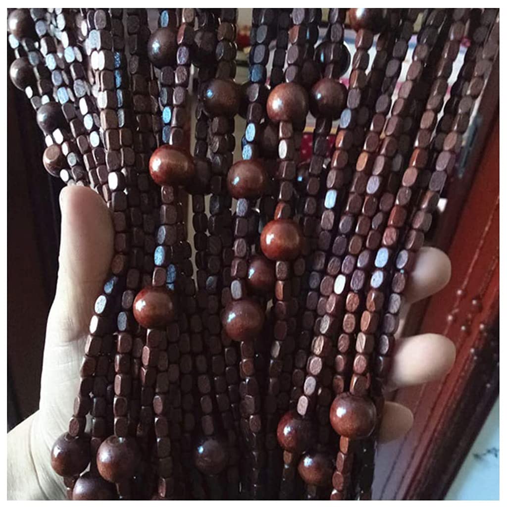 Natural Wood and Bamboo Beaded Curtains - Brown Bohemian Room Divider for Doorways (90x195cm) | Plain Design Wooden Bead String Curtain for Closets, Windows & Room Partitions | Eco-Friendly Home Decor for Boho, Zen & Asian Style Interiors