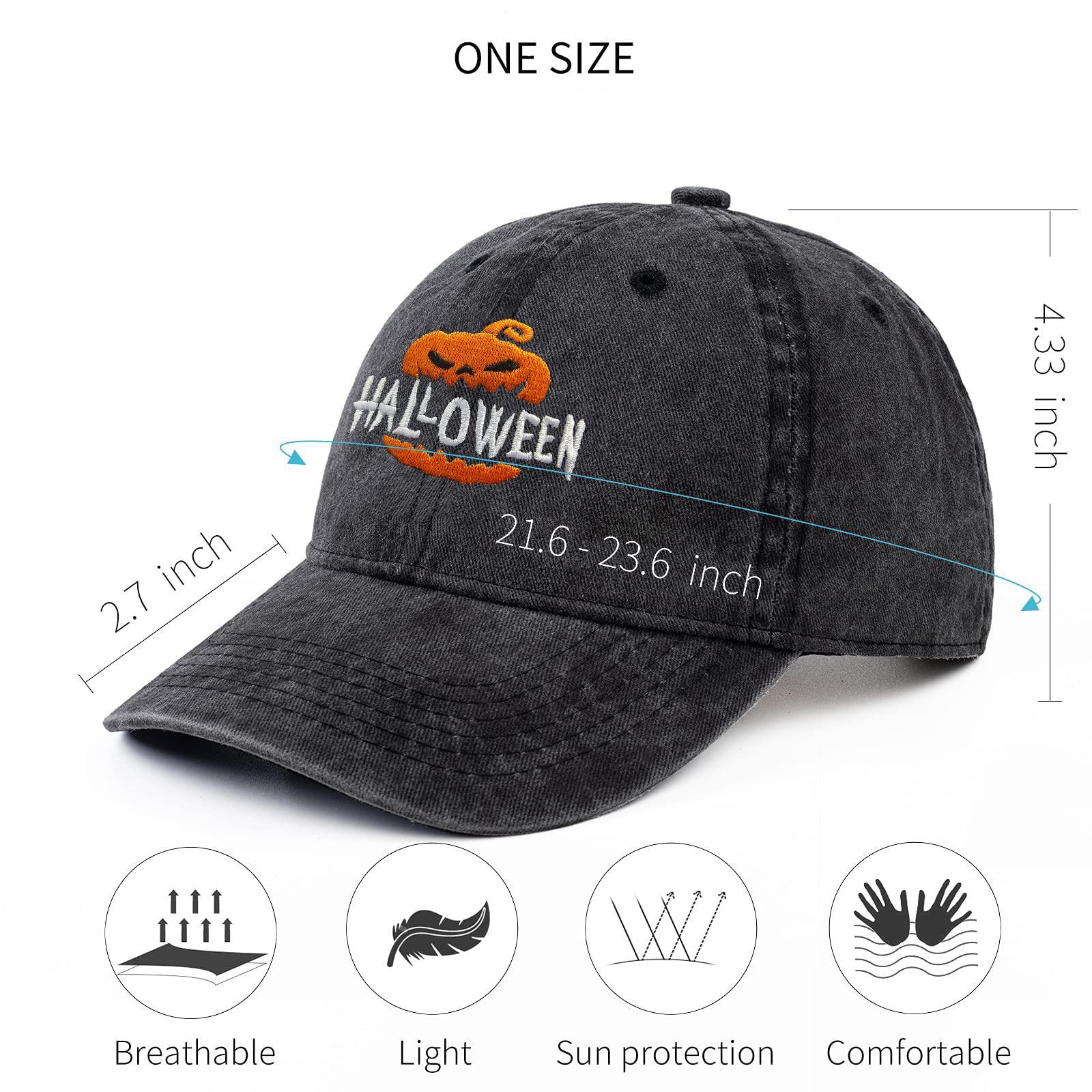 Vintage Embroidered Halloween Baseball Cap - Adjustable Ghost & Pumpkin Denim Hat for Men & Women | Perfect for Costumes, Parties & Spooky Outfits