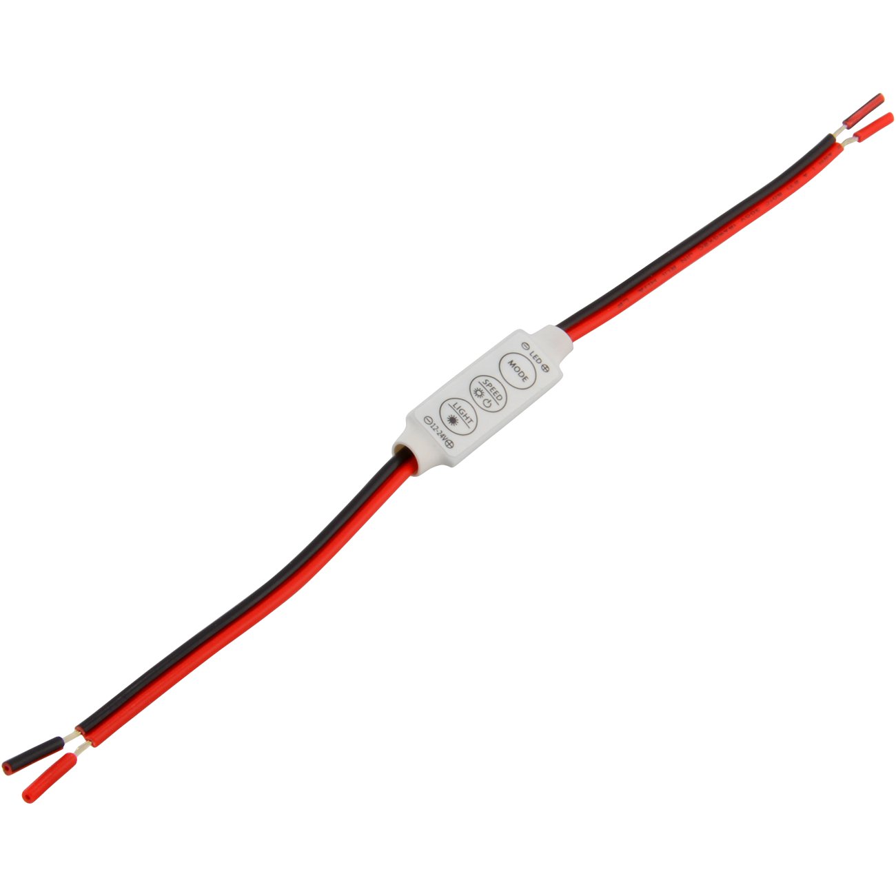Low-Profile Inline Dimmer Switch for LED Strip Lights - Adjustable Brightness Controller with Bare Wire - Perfect for Home, Office, and Cabinet Lighting