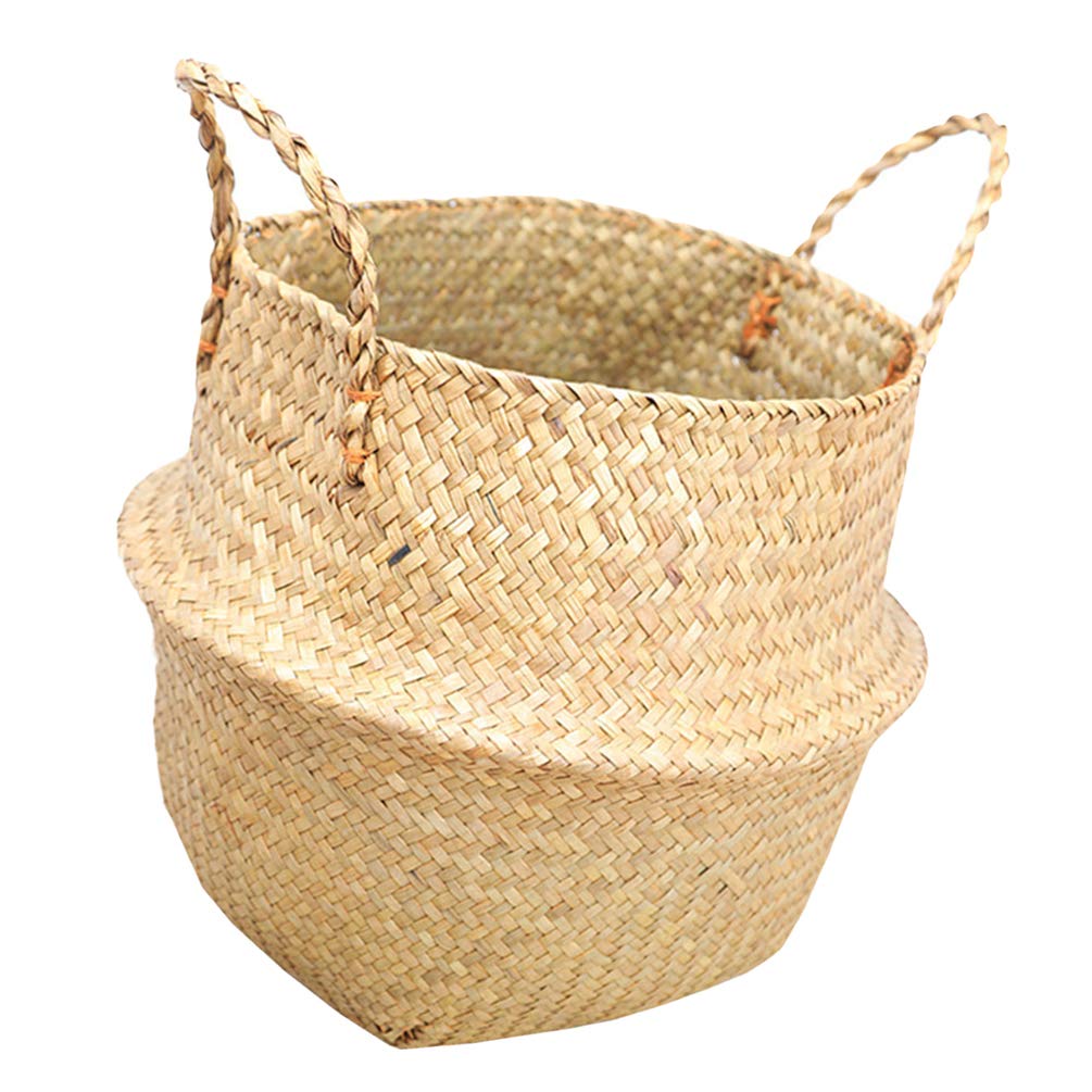 Handwoven Bamboo Storage Basket - Decorative Laundry Basket, Toy Organizer, Planter & Beach Bag | Portable & Multipurpose for Home, Garden & Travel