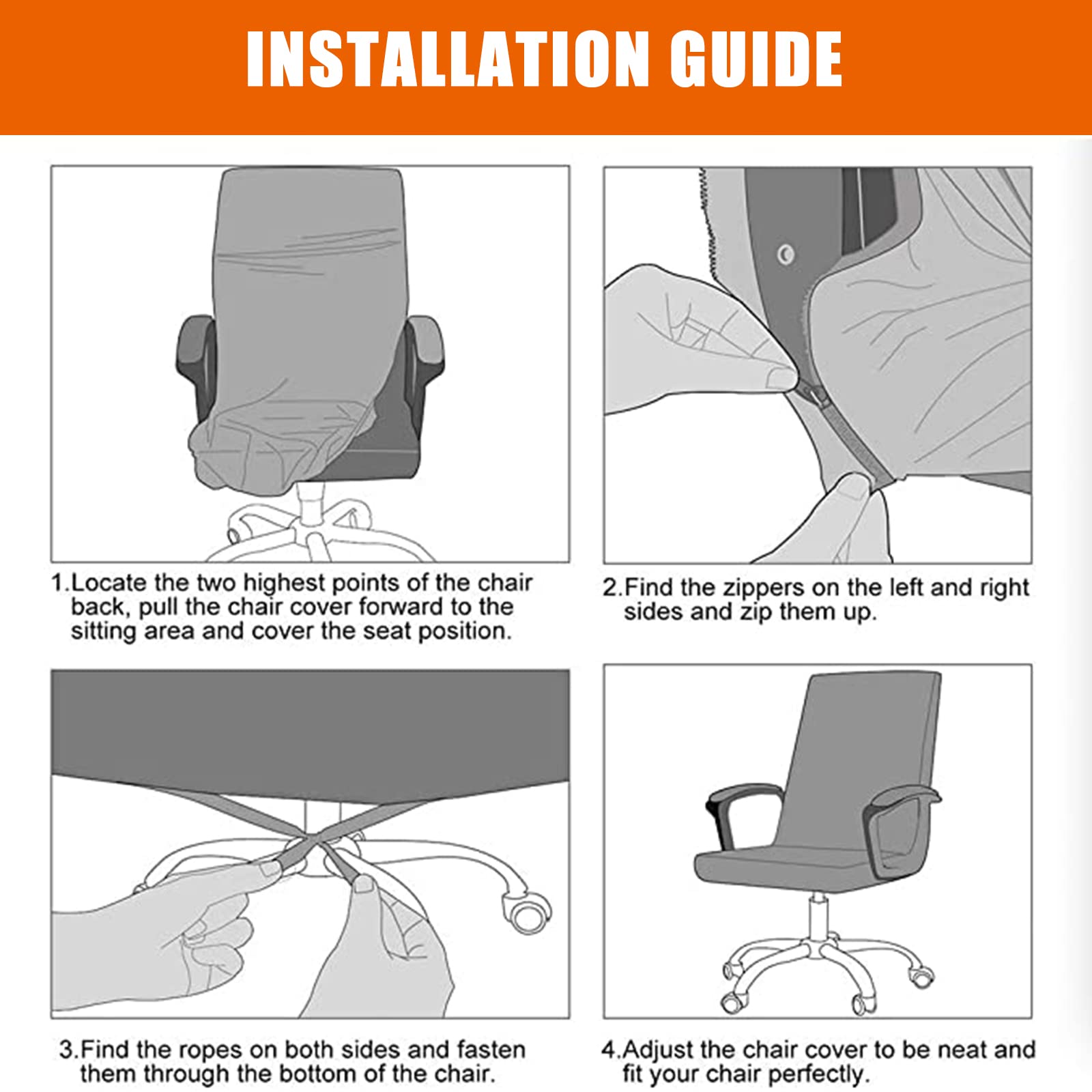 CRFATOP Universal Stretch Office Chair Cover - Durable Zipper Design for High Back Computer Chairs (Size L, Model A16) | Simplistic Style Slipcover for Home & Office Workspaces - Perfect for Desk Chairs, Gaming Chairs & Rotating Task Chairs