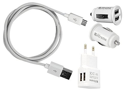 Xtreme 40157 Universal Tablet & Smartphone Charging Kit - Micro USB Cable, Dual Port USB Wall Charger - Fast Charging for iPhone, Android, iPad - Perfect for Home, Office & Travel