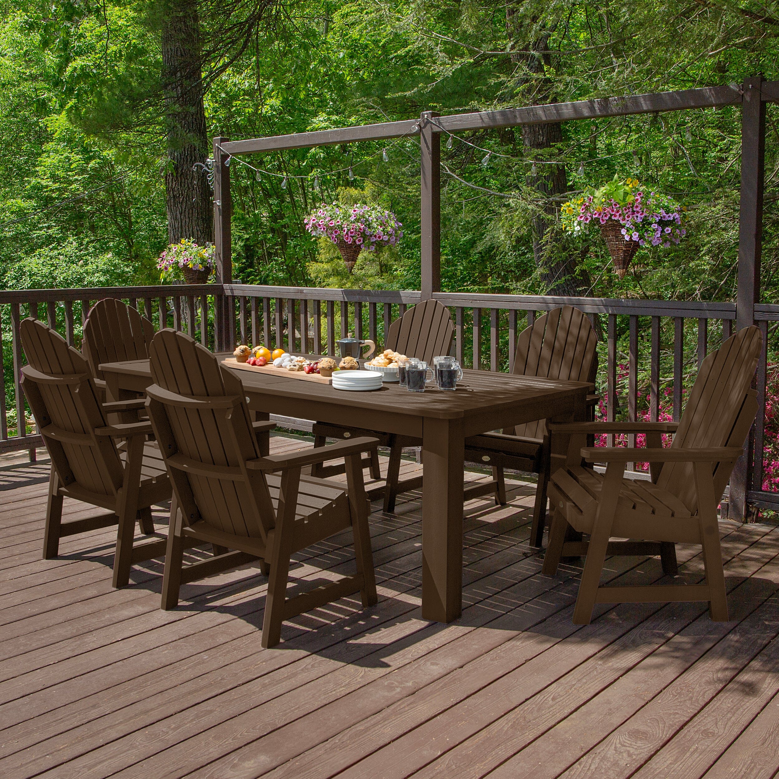 Premium Hamilton 7-Piece Outdoor Dining Set 42x84 Inches - Patio, Garden, Backyard Furniture for Dining & Entertaining