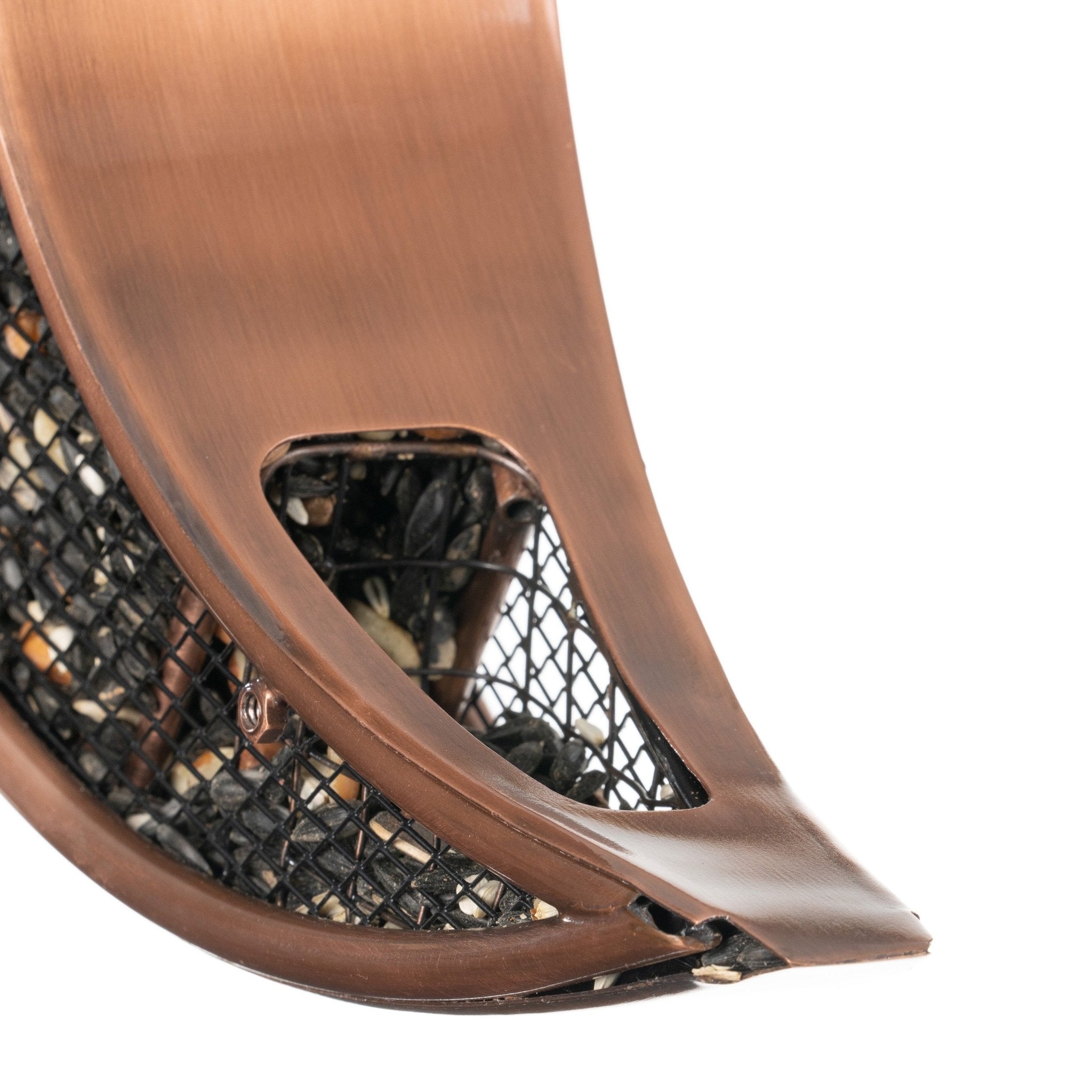 Over The Moon Copper Bird Feeder with Mesh Panels - Attract Wild Birds to Your Garden, Patio or Backyard - Perfect for Bird Watching and Outdoor Decoration