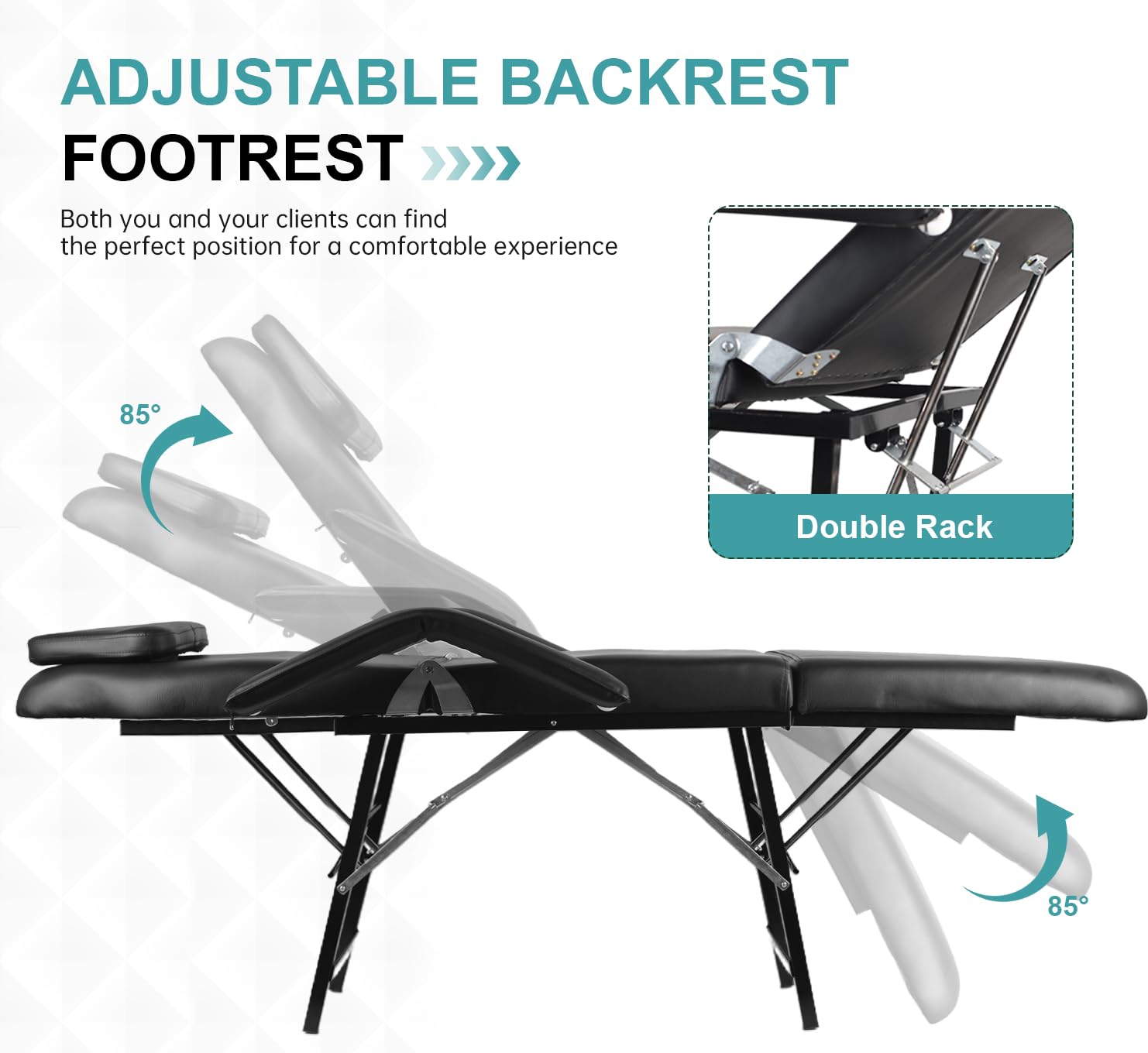 Portable Foldable Tattoo Chair with Storage Bag - Adjustable Massage Bed 73 Inch for Tattoo Salon, Beauty Spa & Facial Treatments - Removable Headrest & Armrest - Easy to Carry & Store - Perfect for Professional Tattoo Artists, Estheticians & Mobile Beauty Services