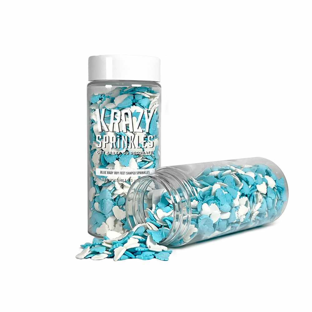Blue Baby Boy Feet Shaped Sprinkles for Cake Decorating - Edible Sugar Sprinkles for Baby Shower, Birthday Party & Cupcake Toppings