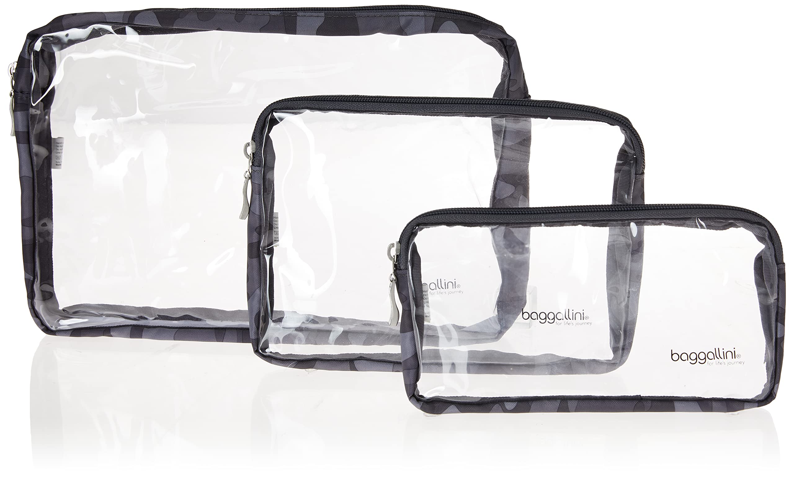 Baggallini Clear Travel Pouches - TSA Approved Toiletry Bags for Airports, Cruise & Vacations - Waterproof Organizer for Makeup, Cosmetics & Essentials (Perfect for Carry-On Luggage & Security Checks)