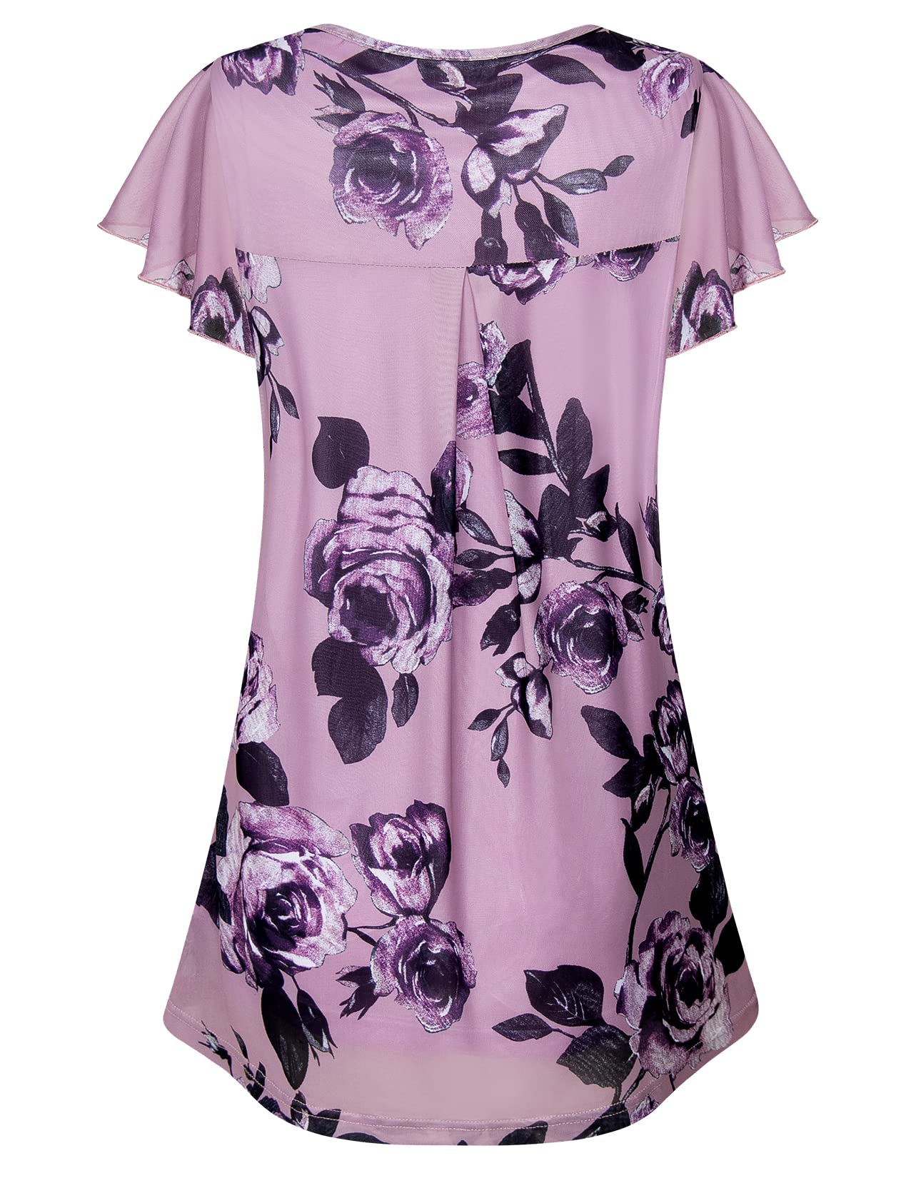 MOQIVGI Women's Mesh Blouse with Ruffle Sleeves & V-Neck - Trendy Casual Tops for Work, Date Night & Summer Outfits