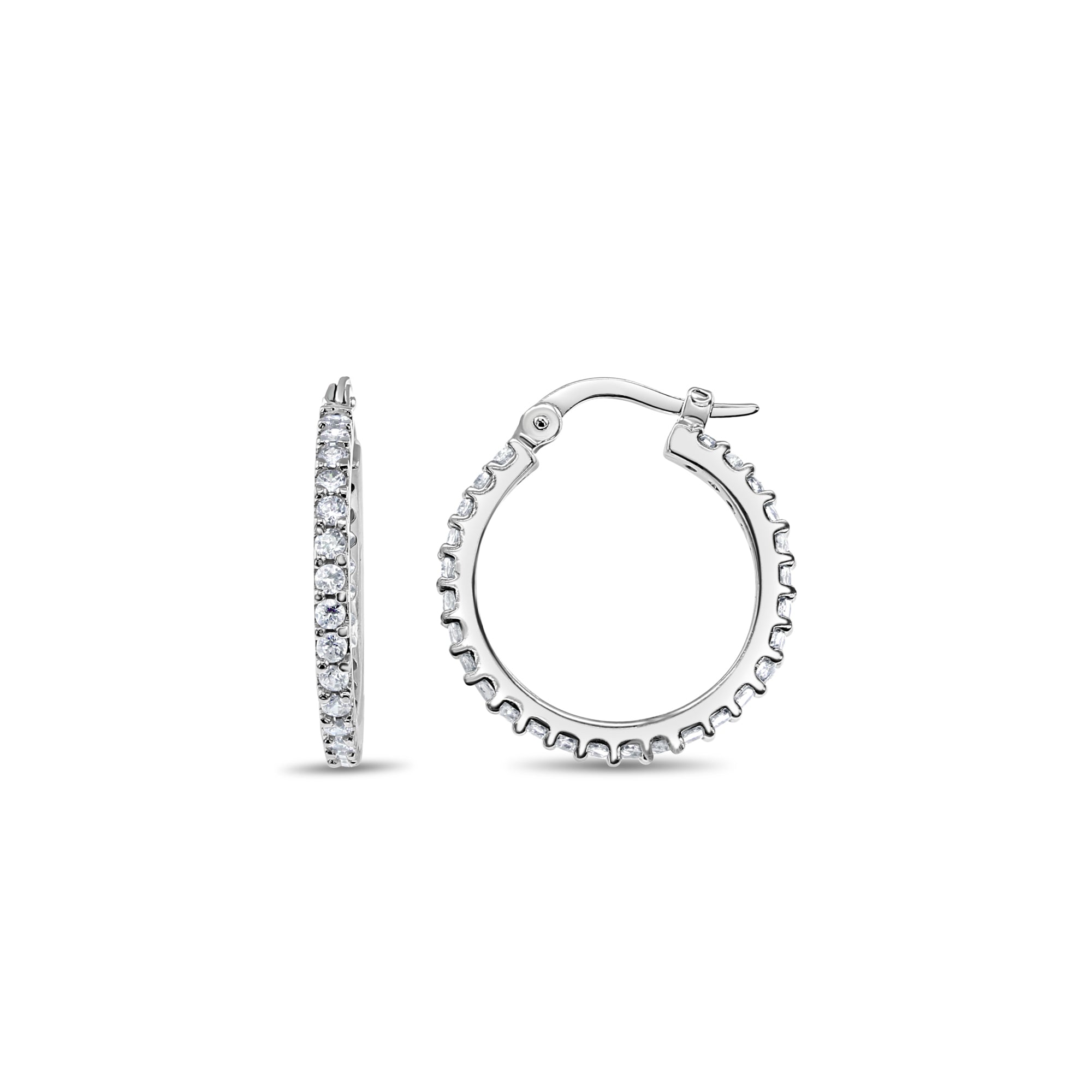 14k White Gold Cubic Zirconia Infinity Hoop Earrings for Women - Elegant Everyday Jewelry & Special Occasion Gift