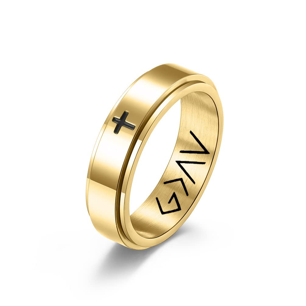 God is Greater Than The Highs and Lows Inspirational Spinner Ring - Stainless Steel Anxiety Relief Jewelry for Women & Men (Size 5-12) - Perfect for Stress Relief, Graduation Gifts & Daily Encouragement
