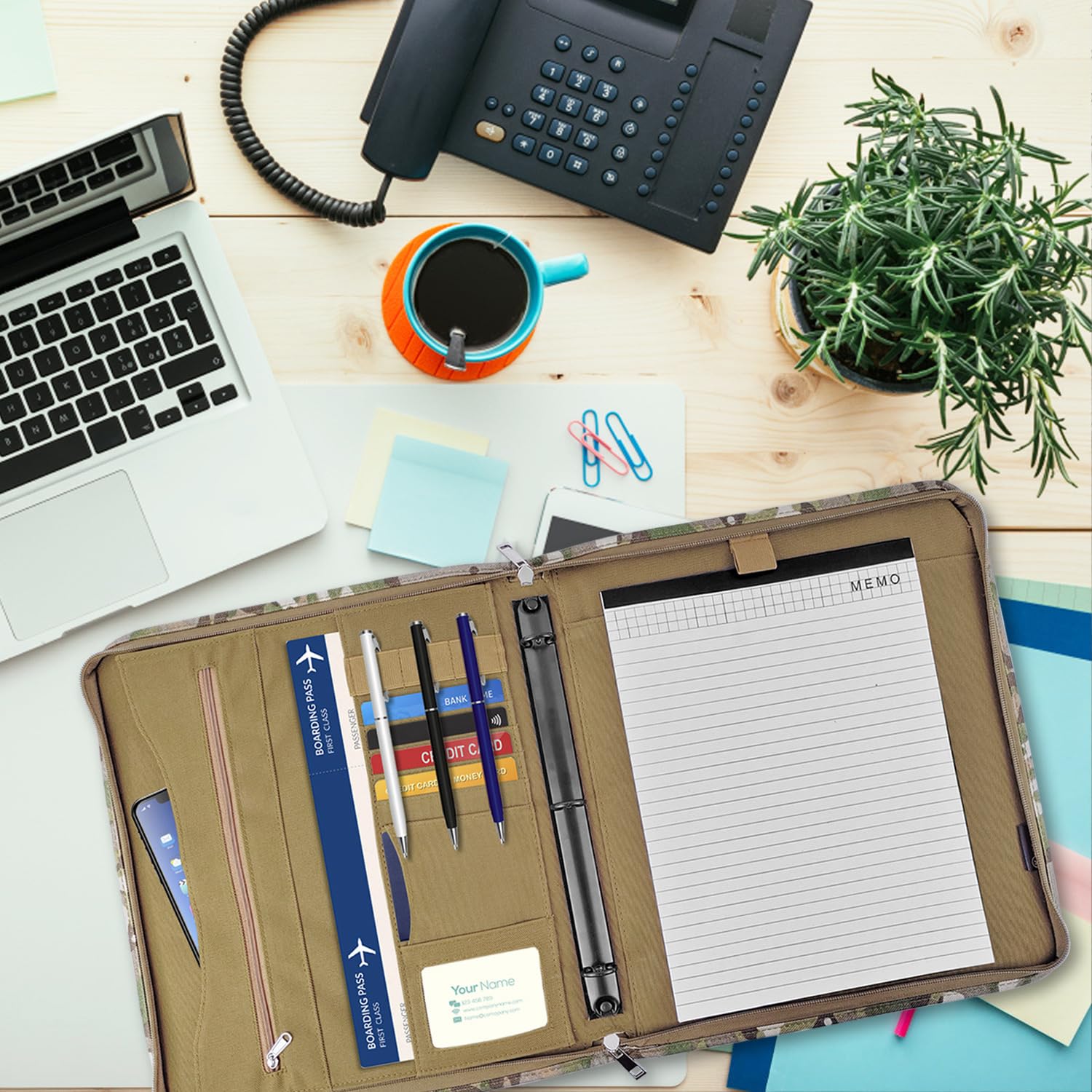 Tactical Military Padfolio Binder with Zipper - A4/Letter Size (13.8x12 Inch) - Includes 25 Sheets Paper & Detachable 3-Ring Binder - Perfect for Army Officers, Business Professionals and Outdoor Enthusiasts - Ideal for Meetings, Field Operations and Office Organization