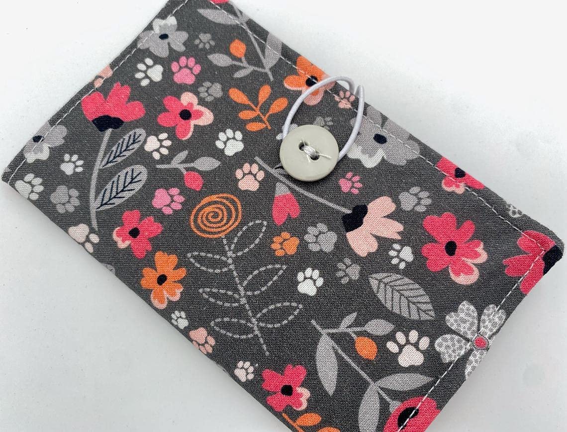 Floral Kitty Gray Tea Bag Organizer Wallet Case - Portable Storage for Tea Bags, Perfect for Travel, Office & Home Use