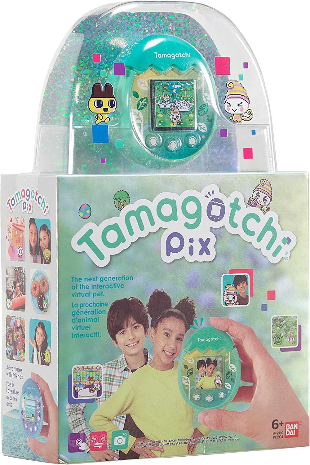 Tamagotchi Pix Virtual Pet - Green Nature Edition | Interactive Digital Pet Game for Kids & Adults | Perfect for Home, Travel & Gifts